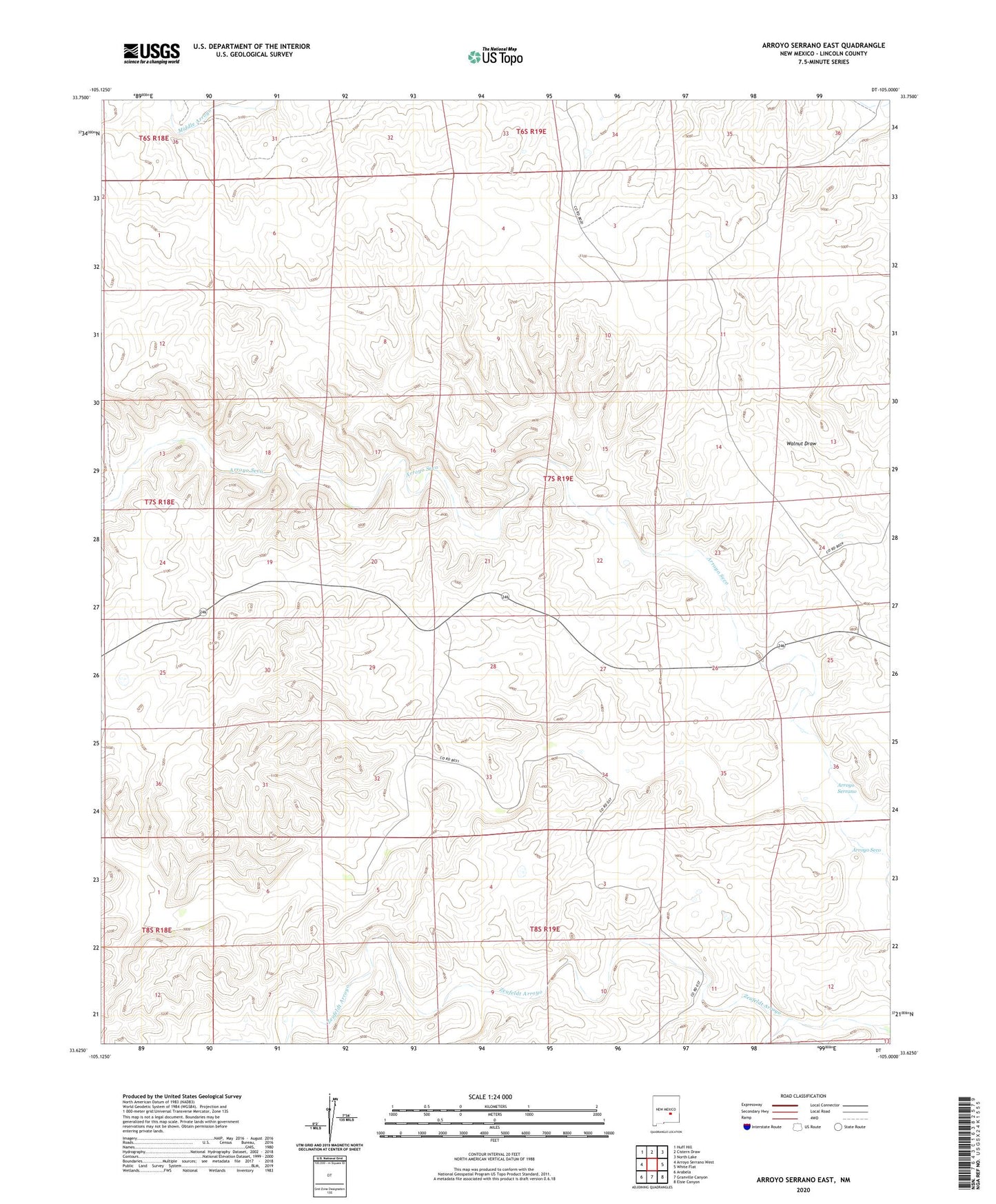 Arroyo Serrano East New Mexico US Topo Map Image