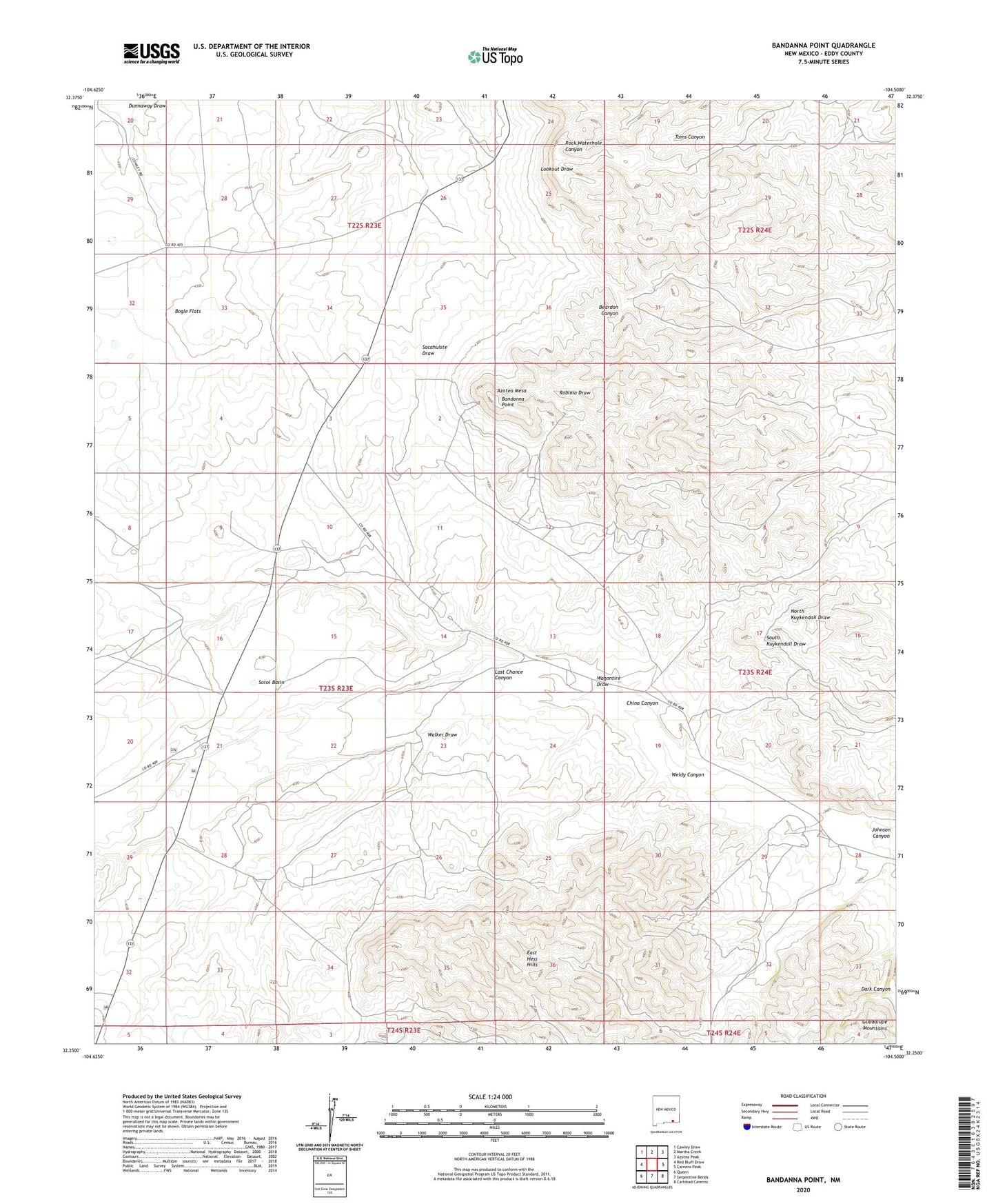 Bandanna Point New Mexico US Topo Map Image