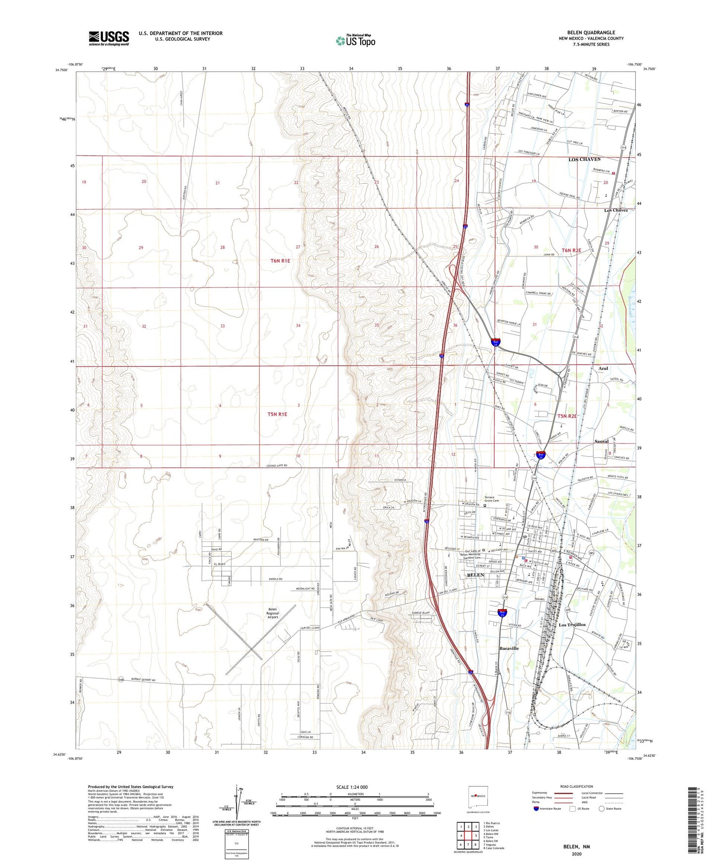 Belen New Mexico US Topo Map Image