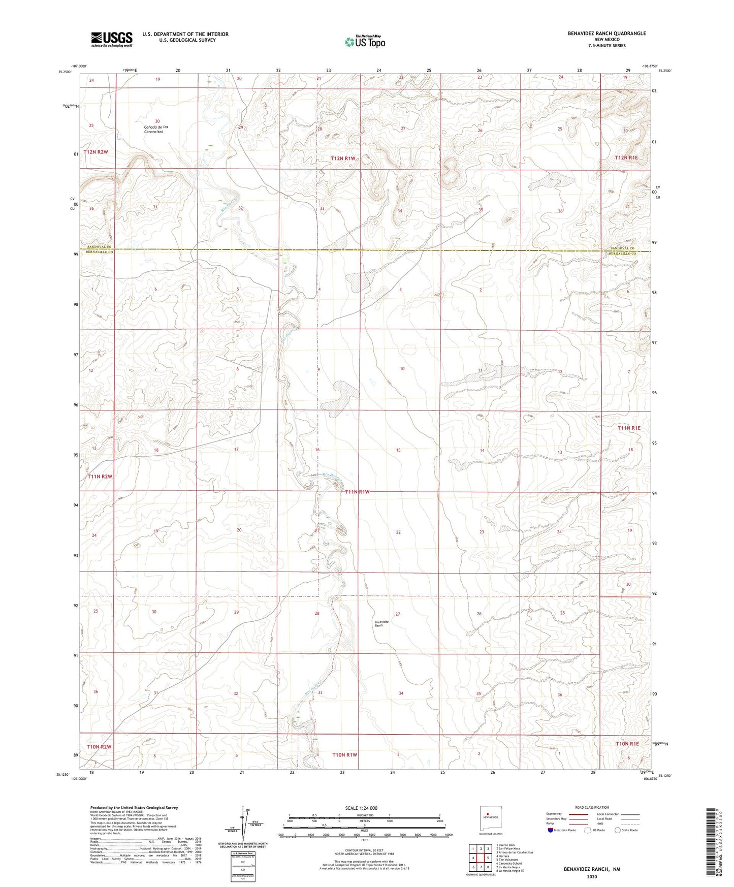 Benavidez Ranch New Mexico US Topo Map Image