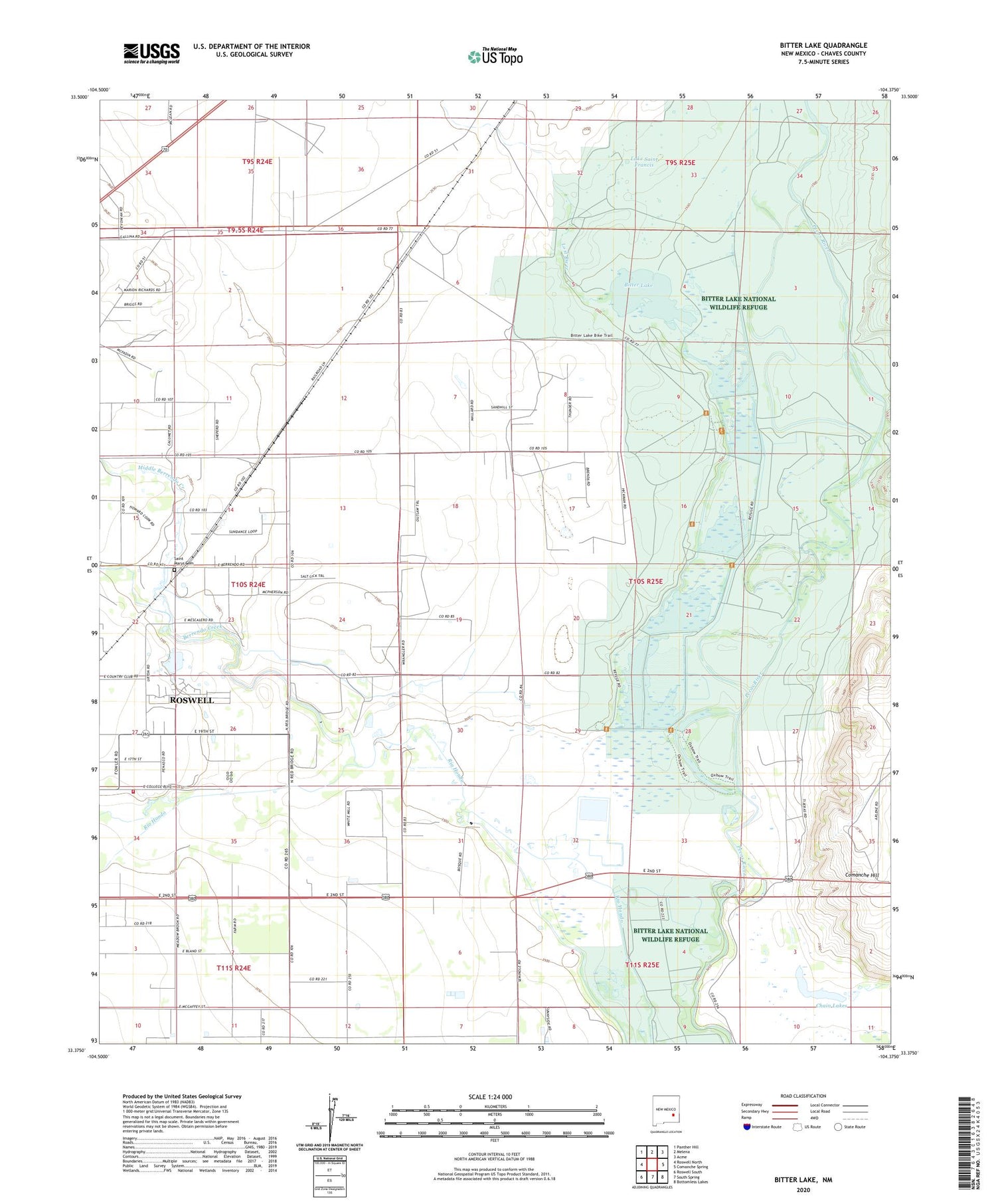 Bitter Lake New Mexico US Topo Map Image