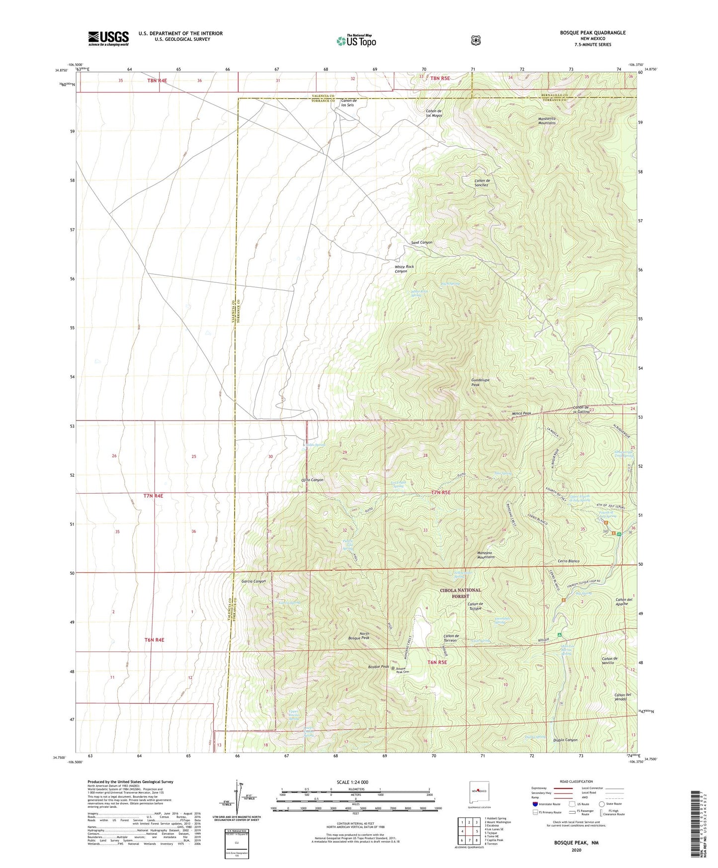 Bosque Peak New Mexico US Topo Map Image