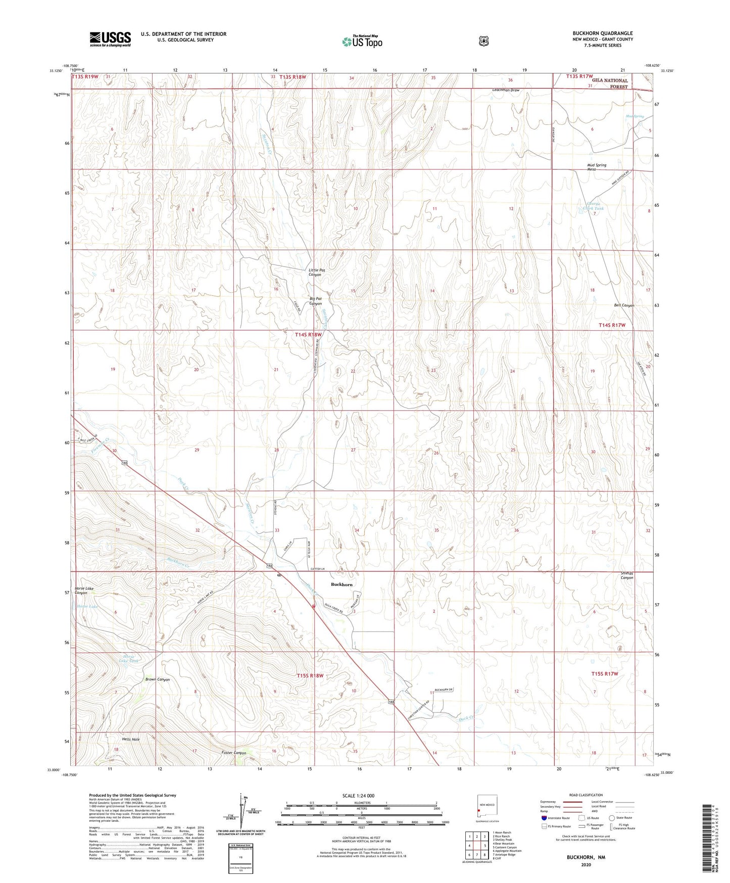 Buckhorn New Mexico US Topo Map Image