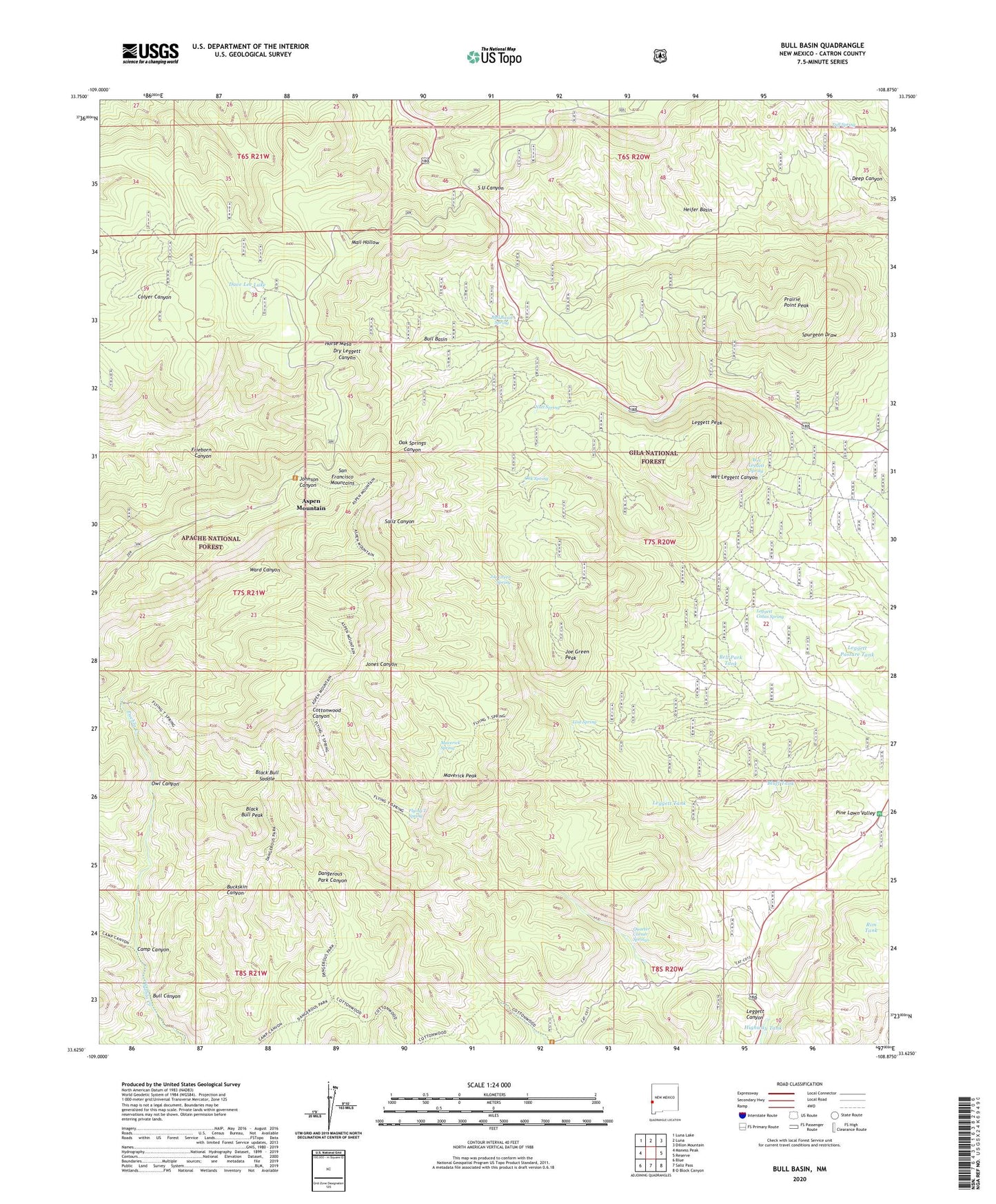 Bull Basin New Mexico US Topo Map Image