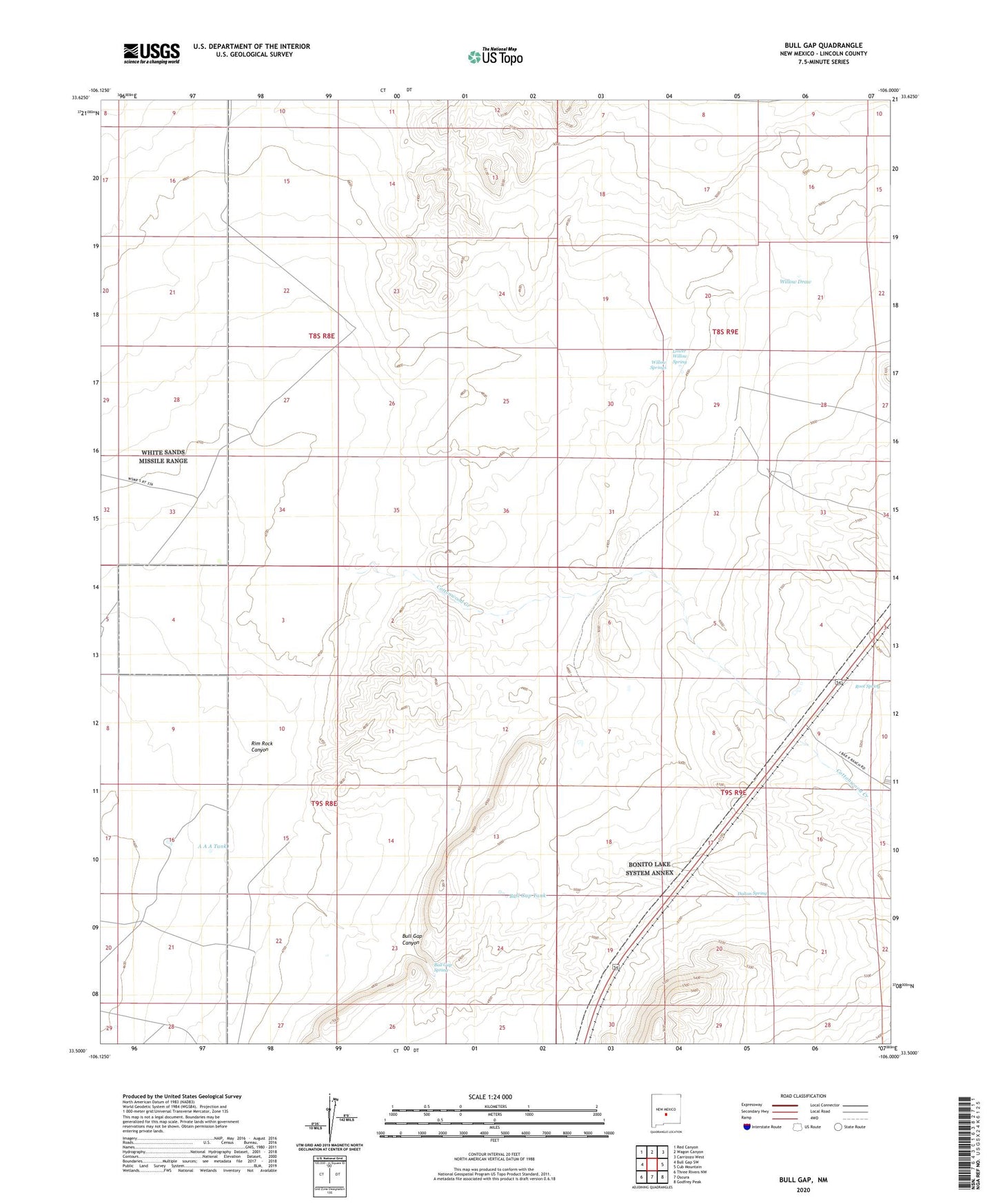 Bull Gap New Mexico US Topo Map Image