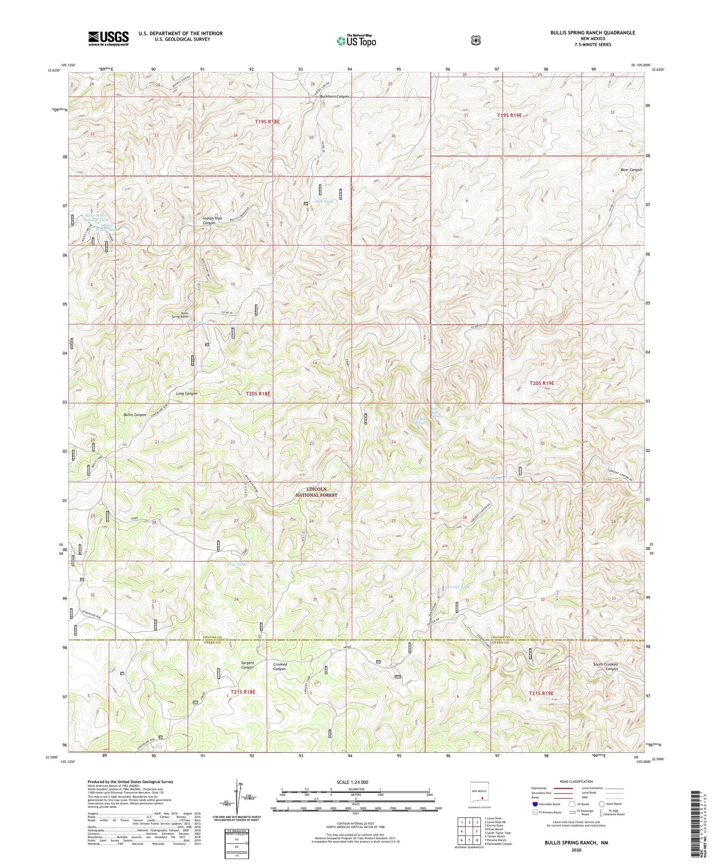 Bullis Spring Ranch New Mexico US Topo Map Image