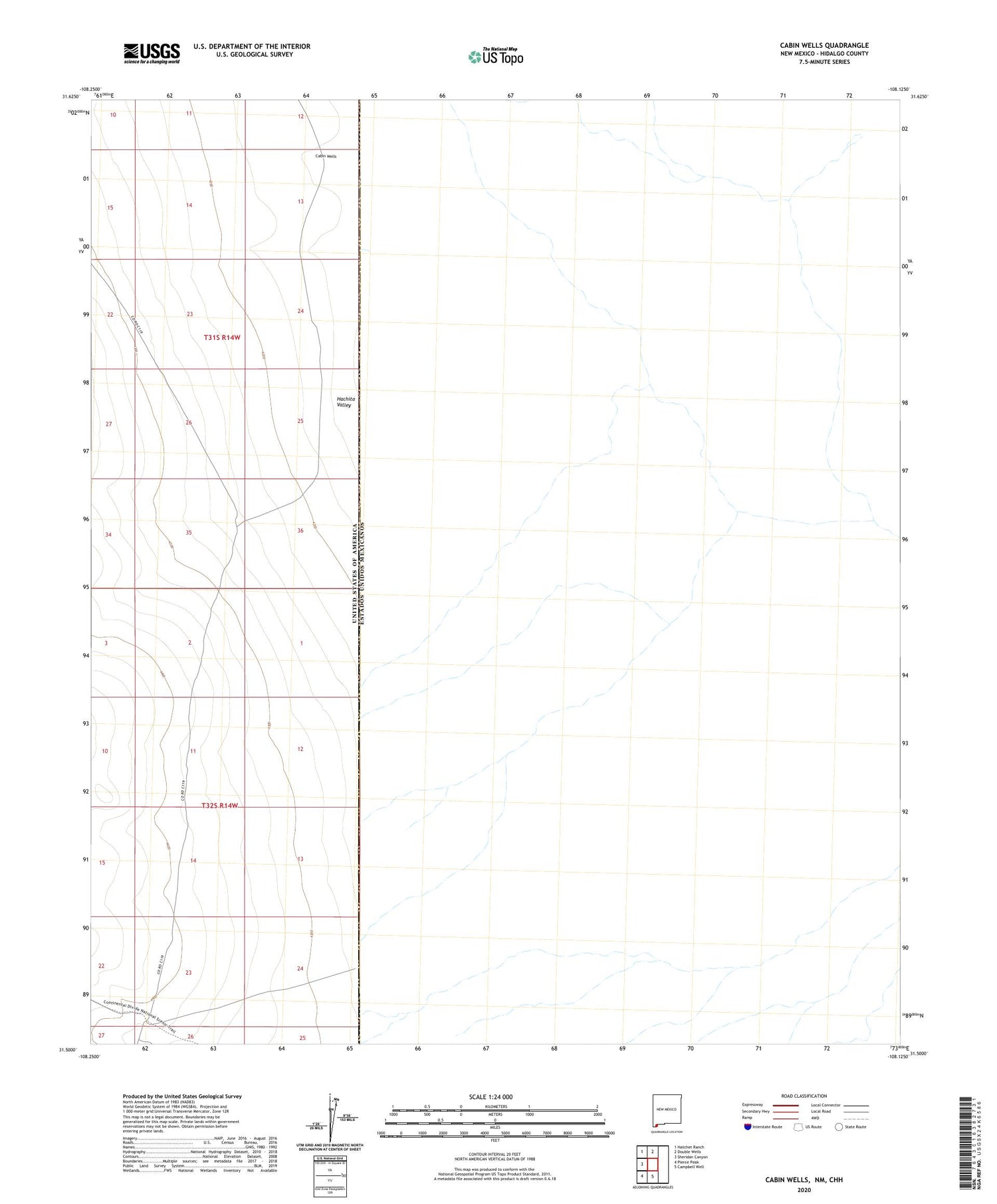 Cabin Wells New Mexico US Topo Map Image