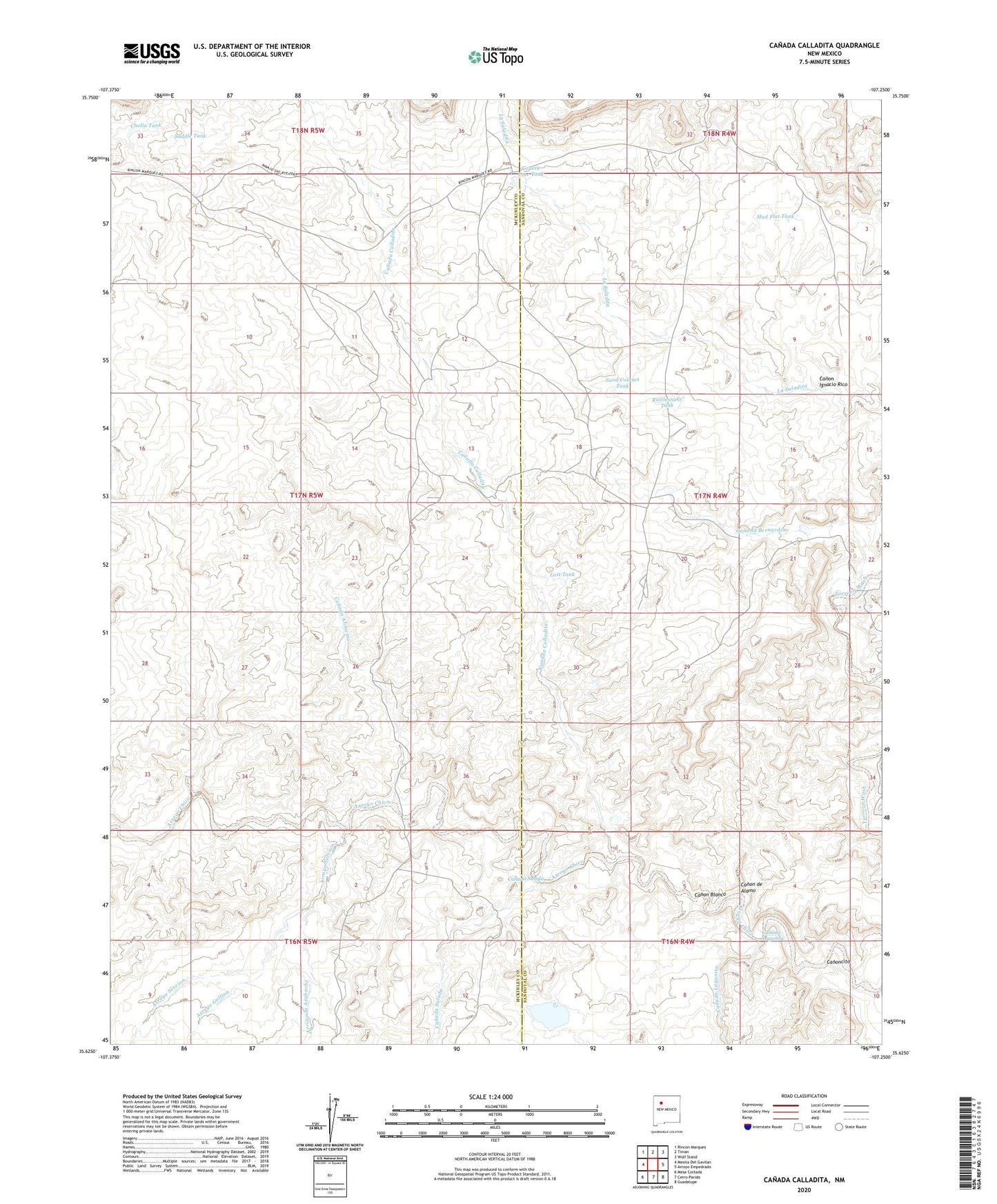 Canada Calladita New Mexico US Topo Map Image