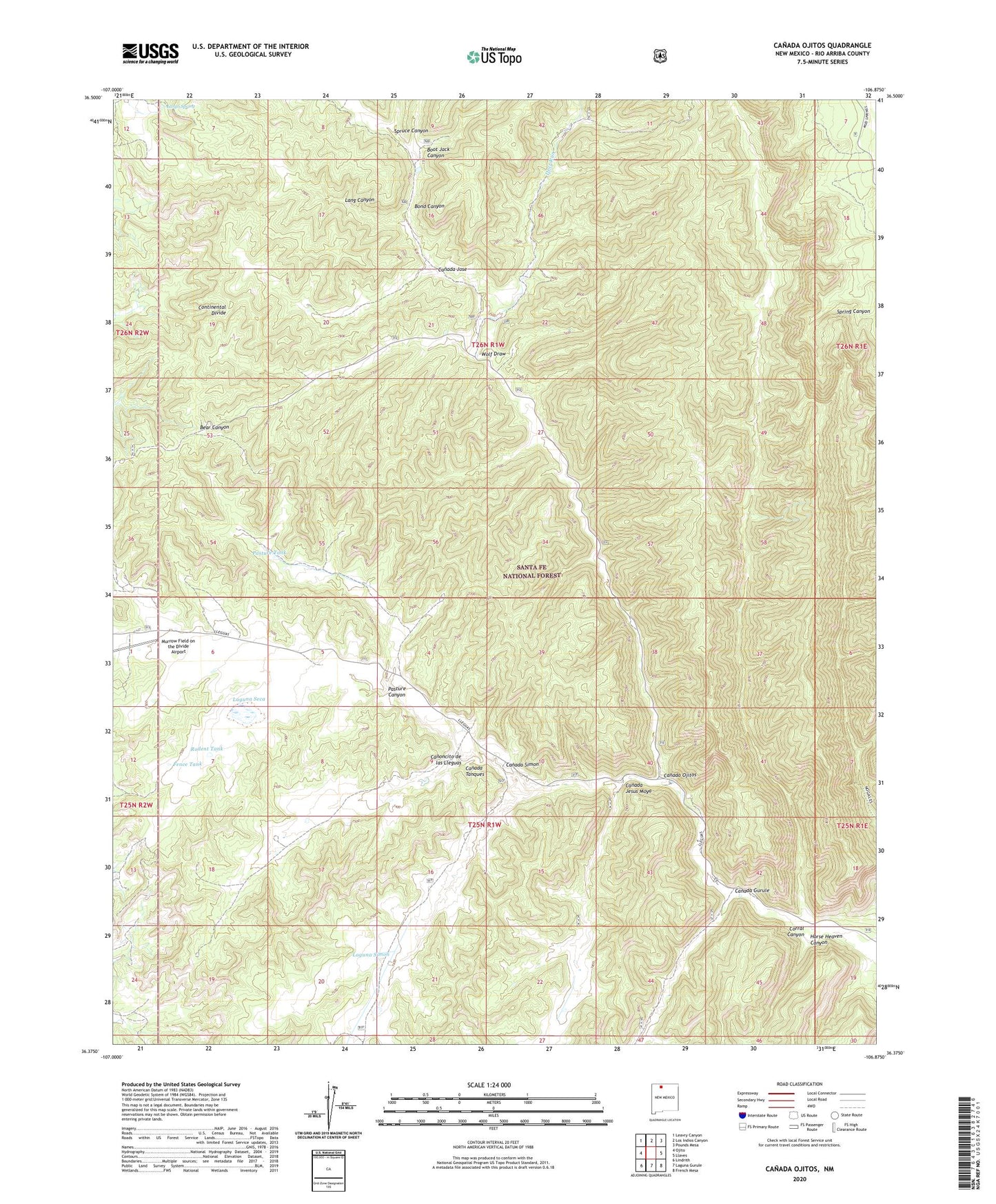 Canada Ojitos New Mexico US Topo Map Image