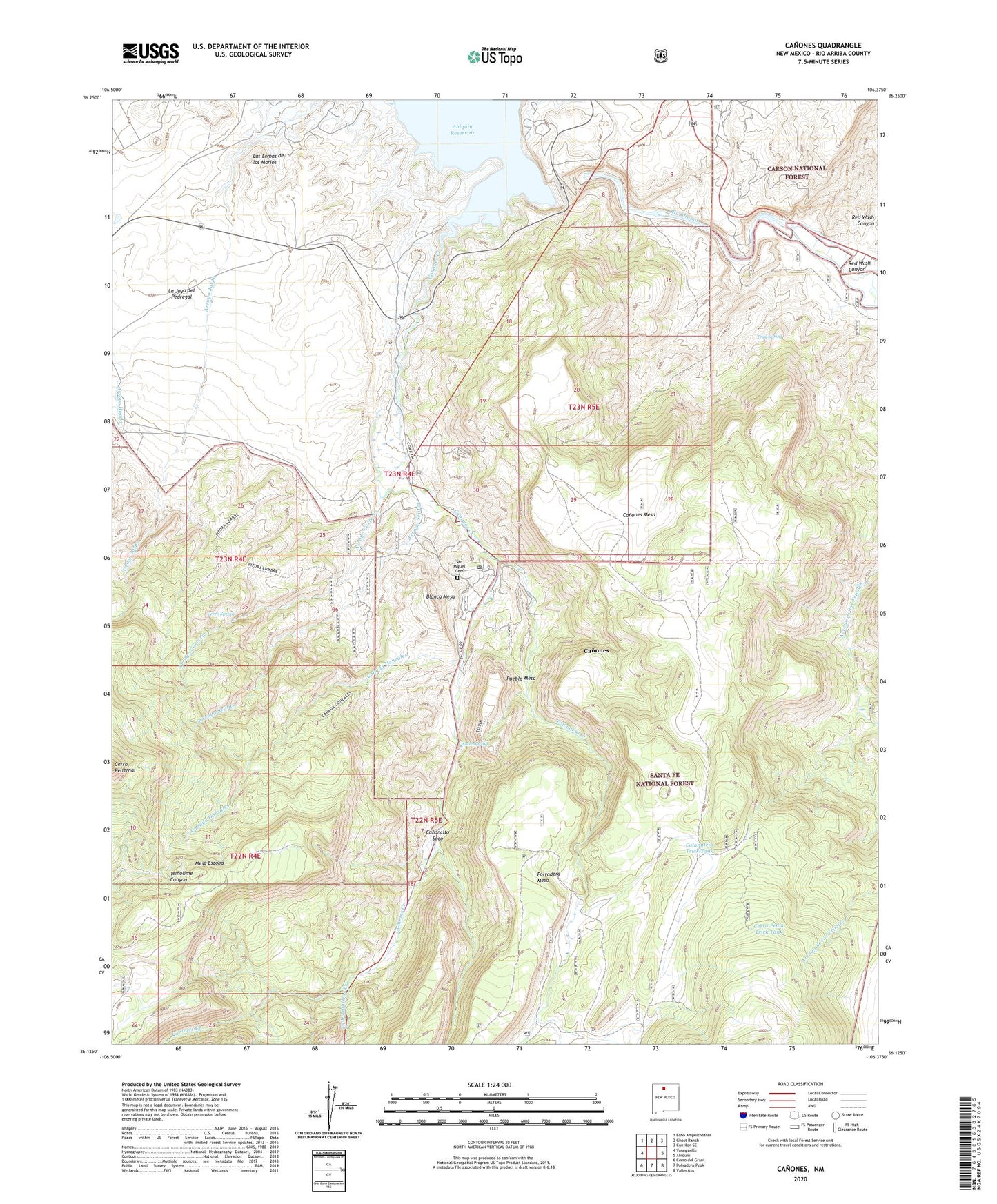 Canones New Mexico US Topo Map Image