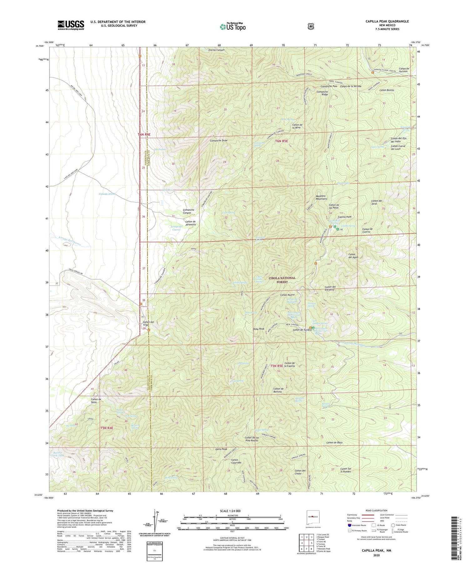 Capilla Peak New Mexico US Topo Map Image