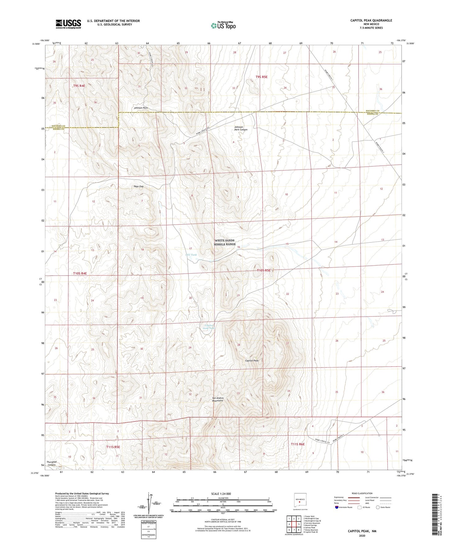 Capitol Peak New Mexico US Topo Map Image