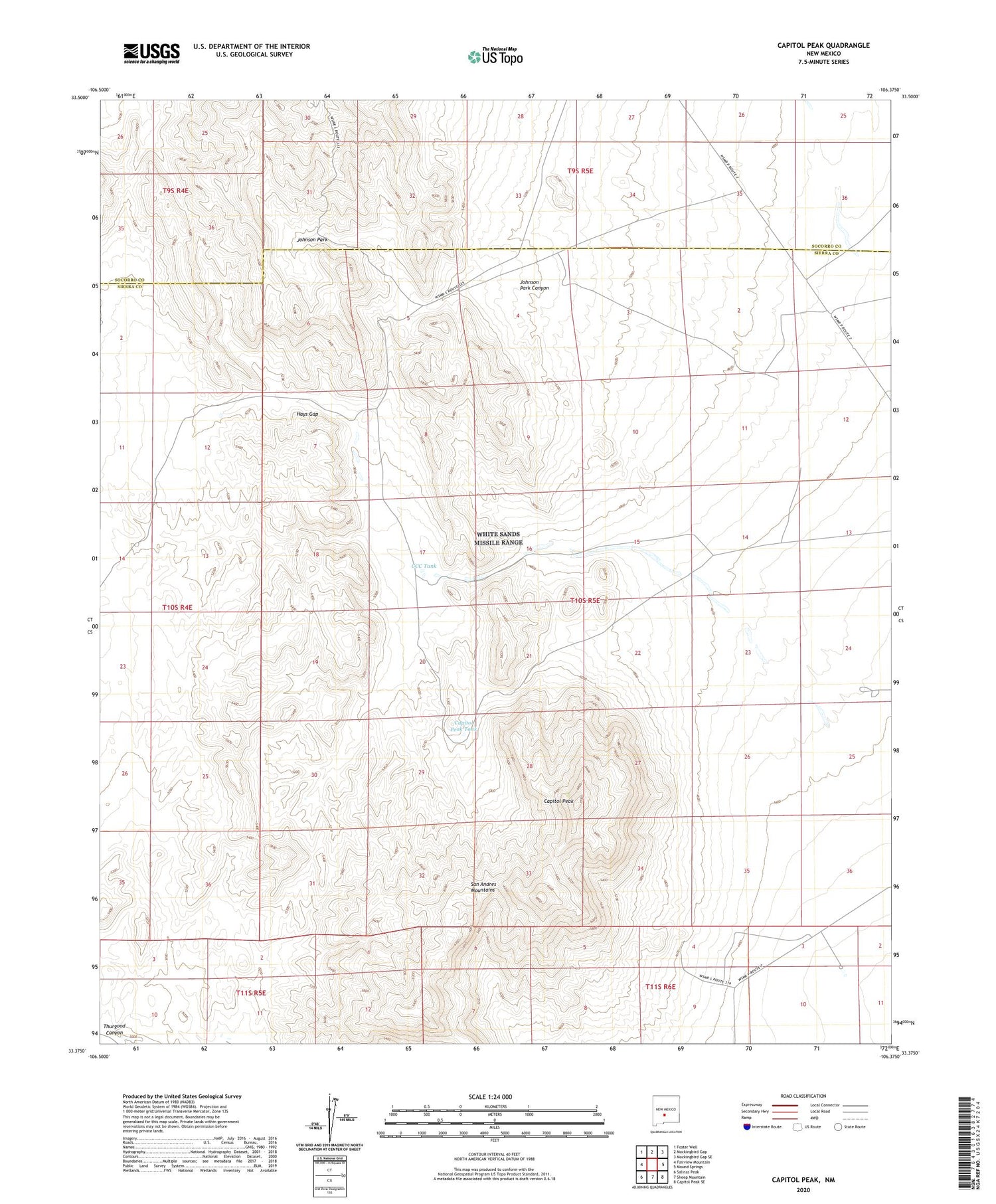 Capitol Peak New Mexico US Topo Map Image