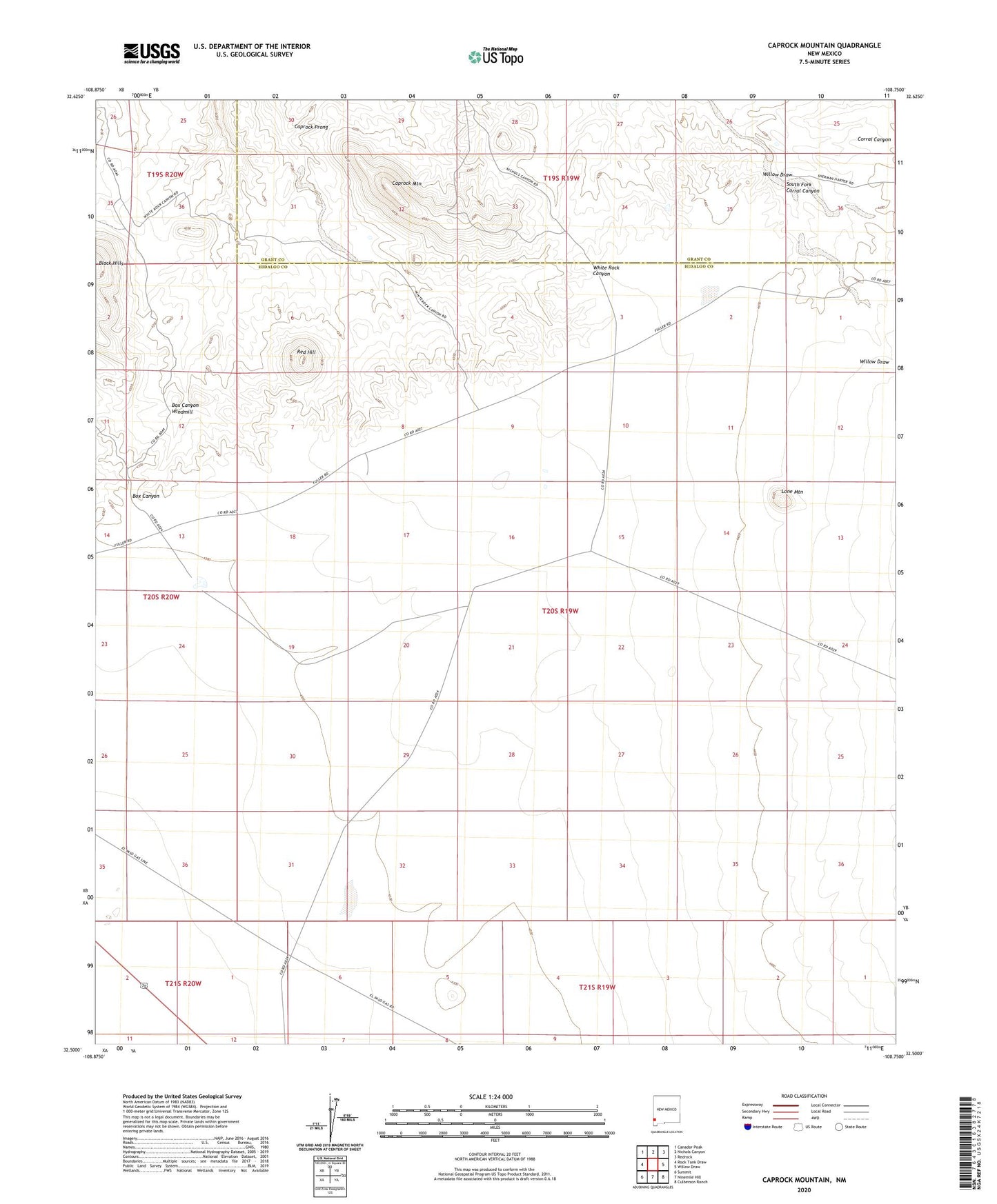 Caprock Mountain New Mexico US Topo Map Image