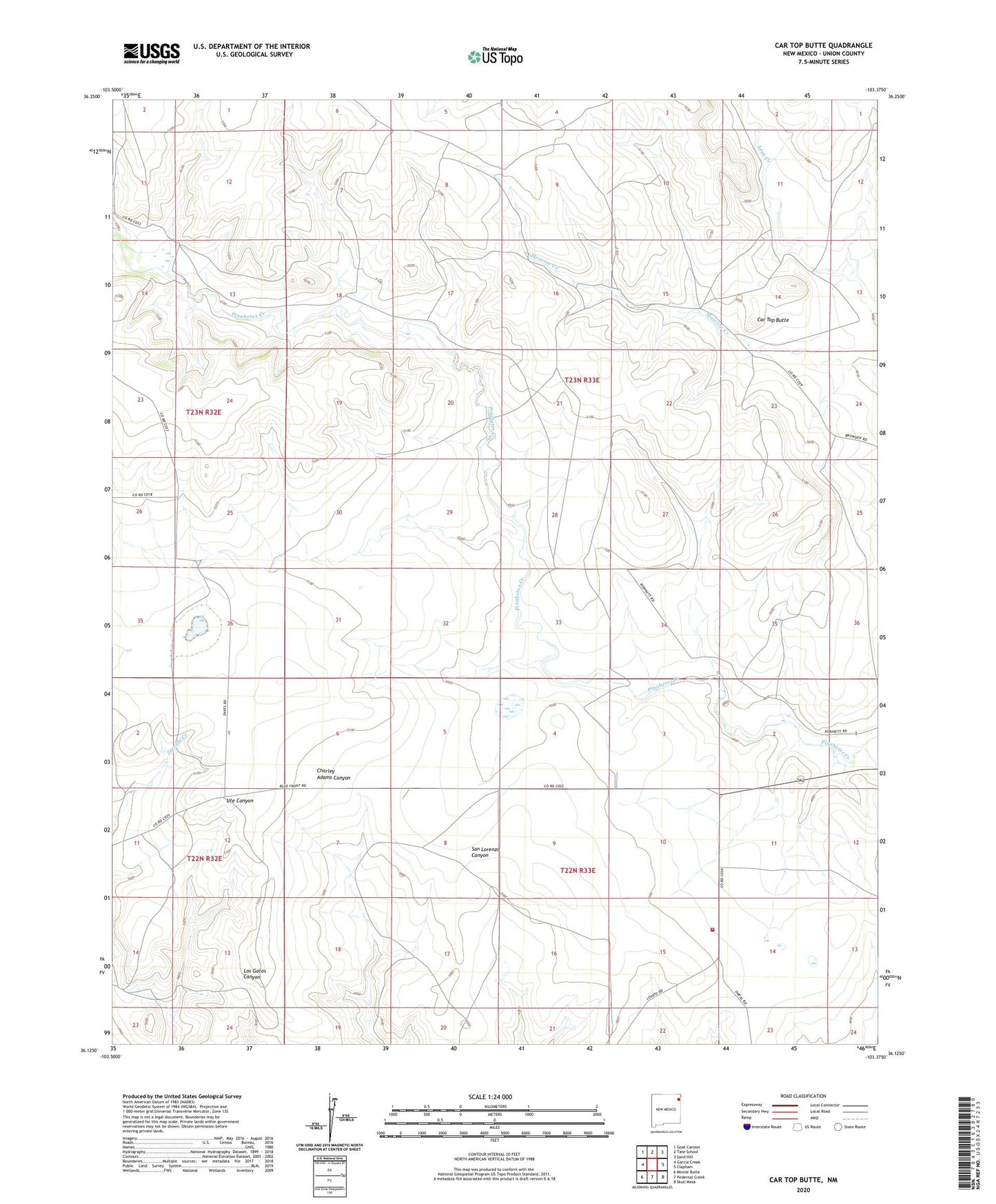 Car Top Butte New Mexico US Topo Map Image