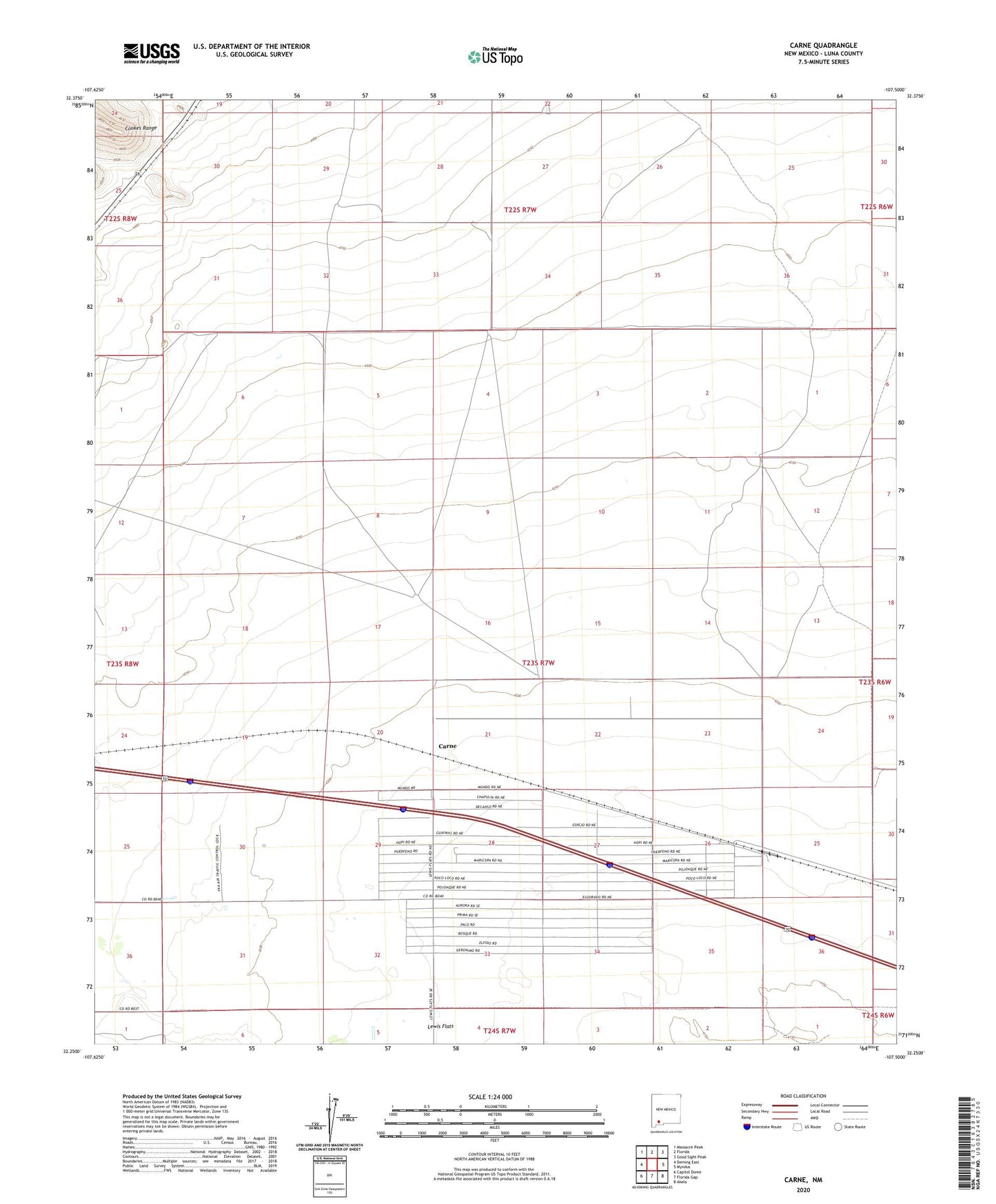 Carne New Mexico US Topo Map Image