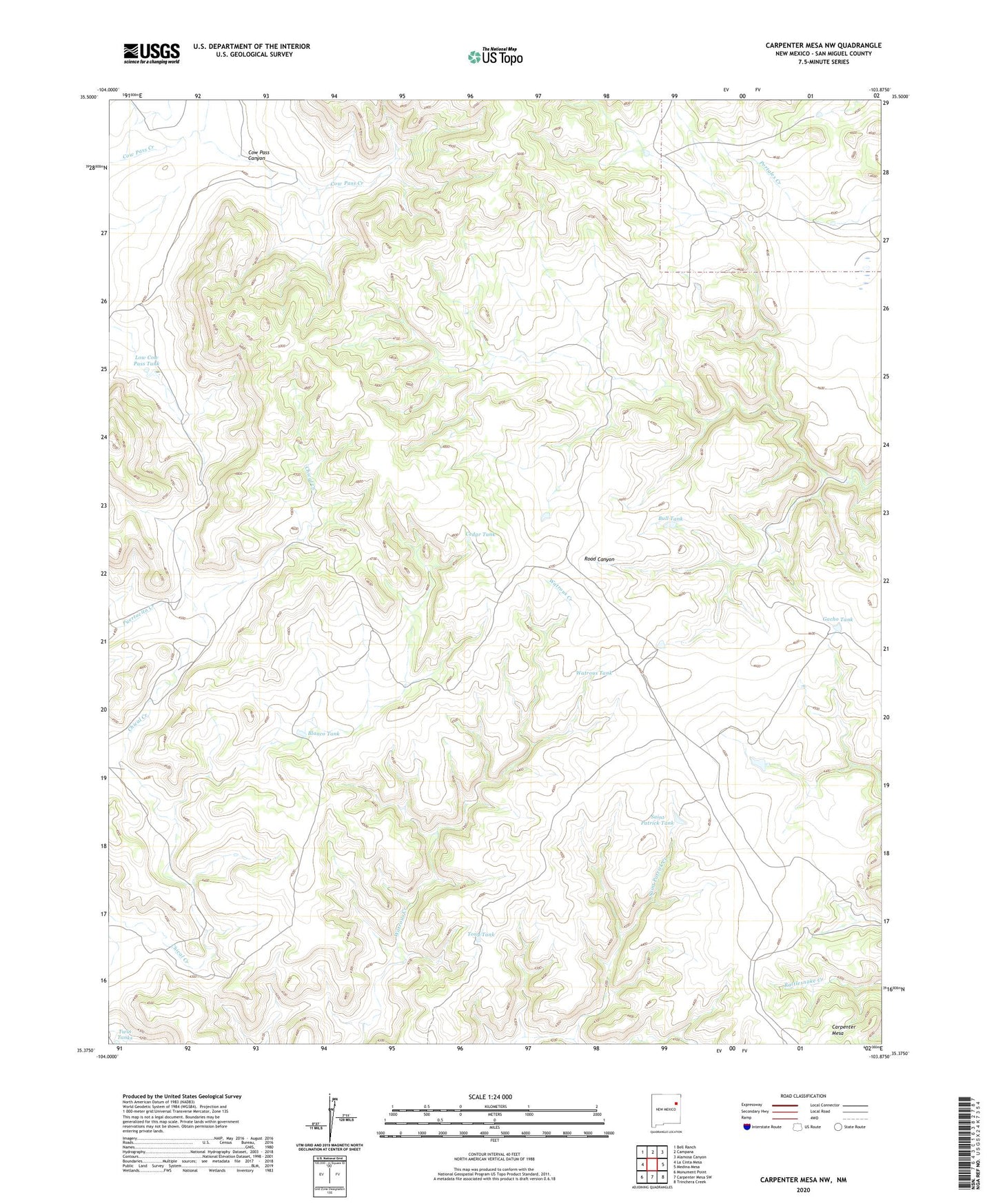 Carpenter Mesa NW New Mexico US Topo Map Image