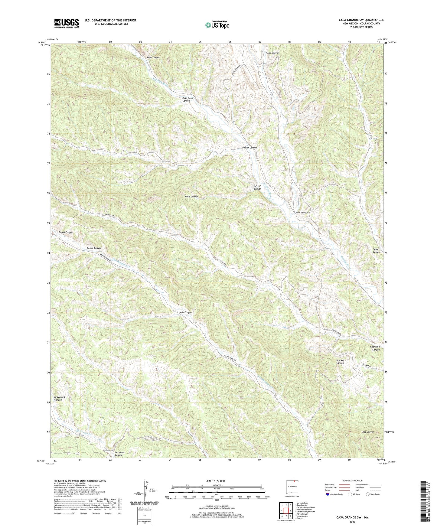 Casa Grande SW New Mexico US Topo Map Image