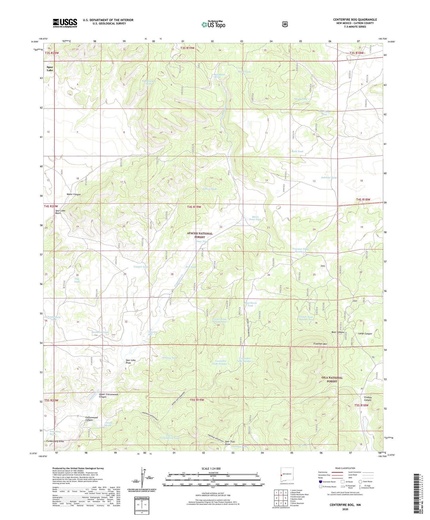 Centerfire Bog New Mexico US Topo Map Image