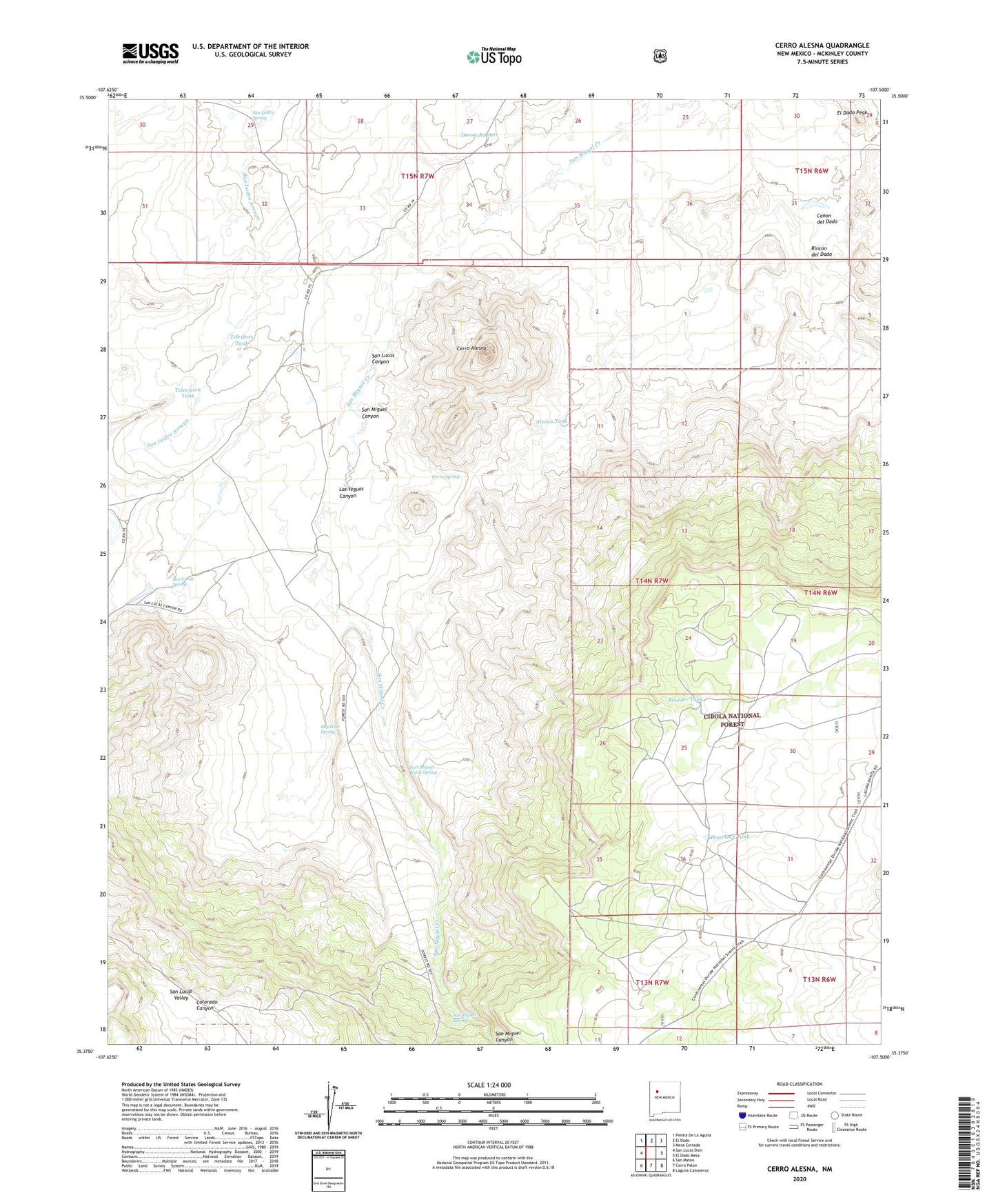 Cerro Alesna New Mexico US Topo Map Image