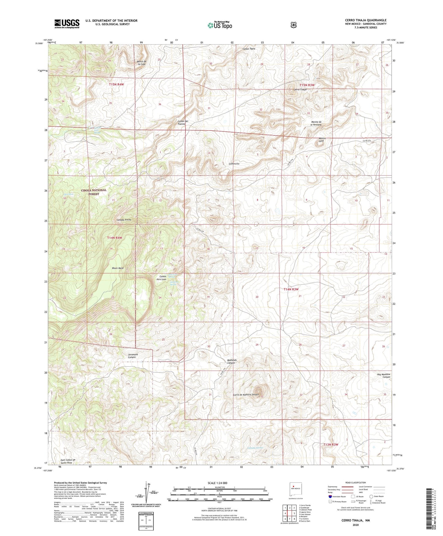 Cerro Tinaja New Mexico US Topo Map Image