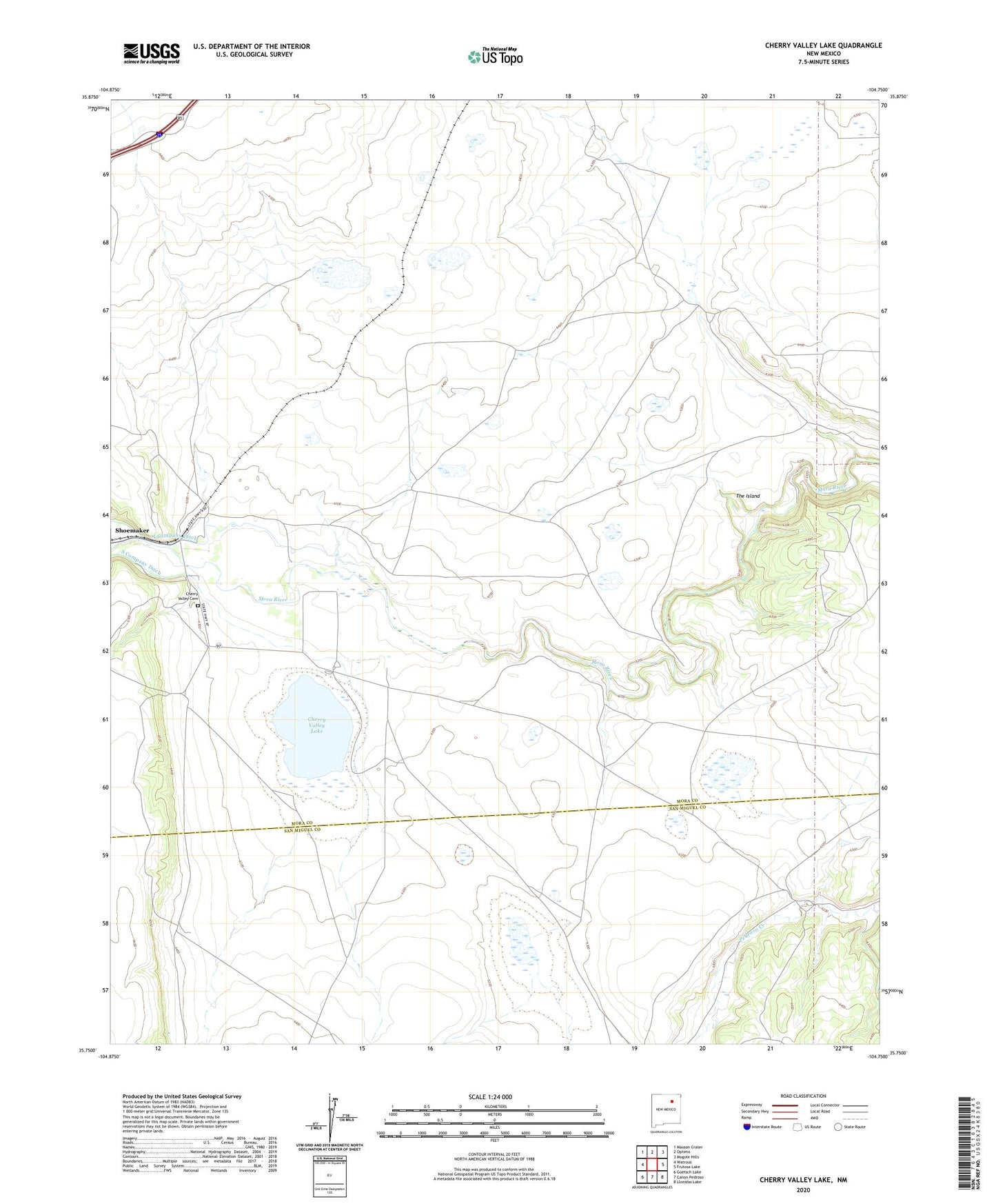 Cherry Valley Lake New Mexico US Topo Map Image