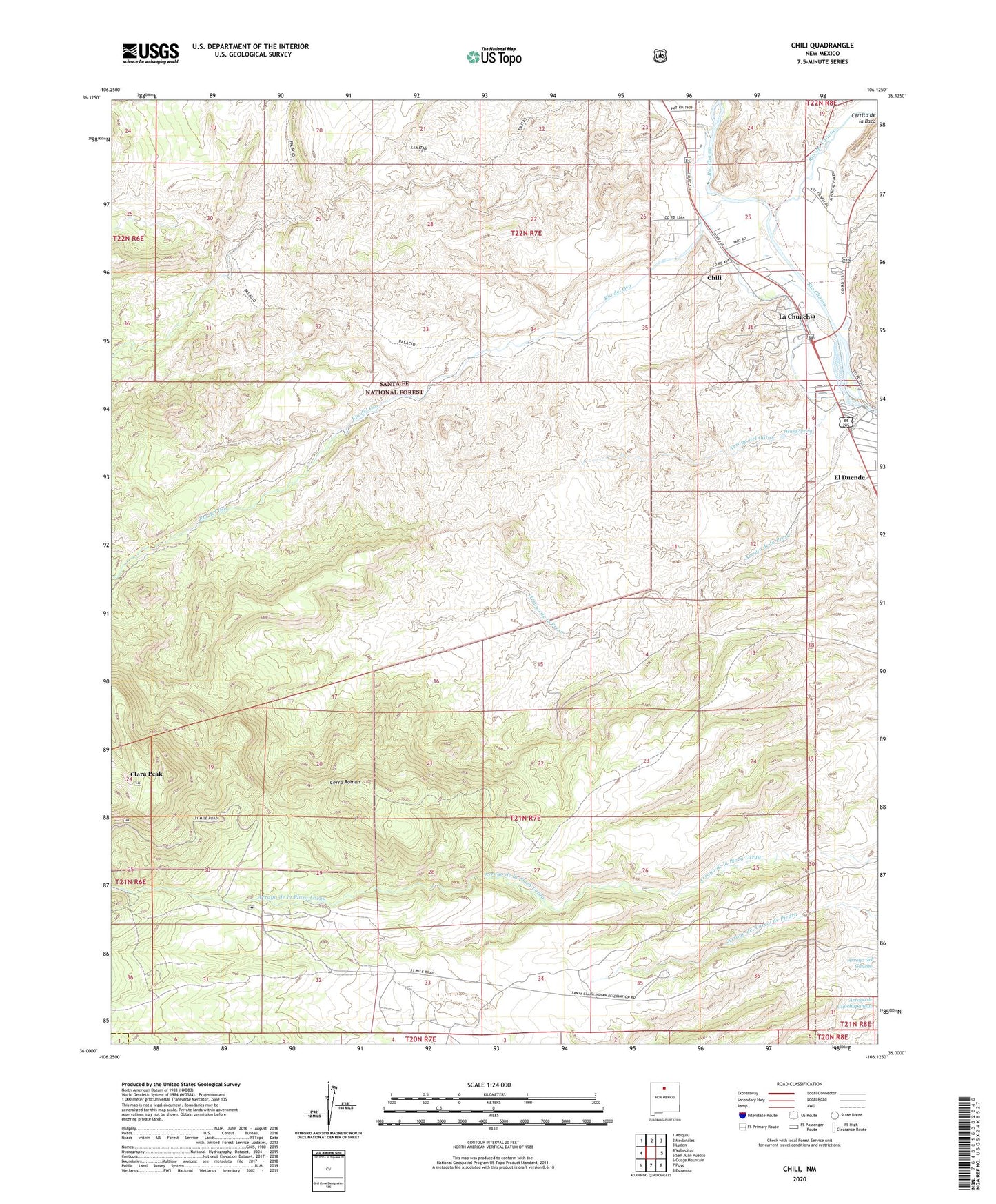 Chili New Mexico US Topo Map Image