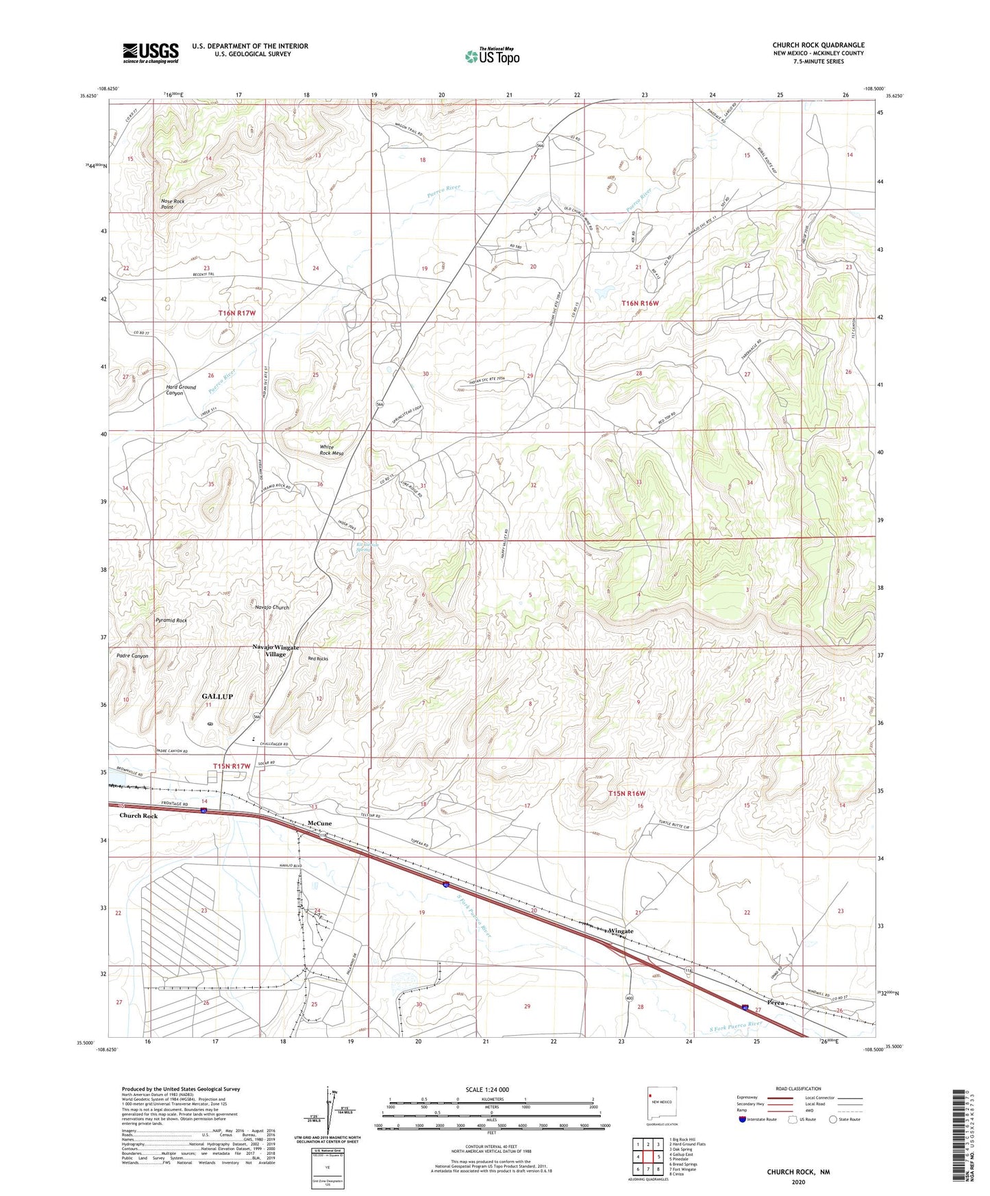 Church Rock New Mexico US Topo Map Image