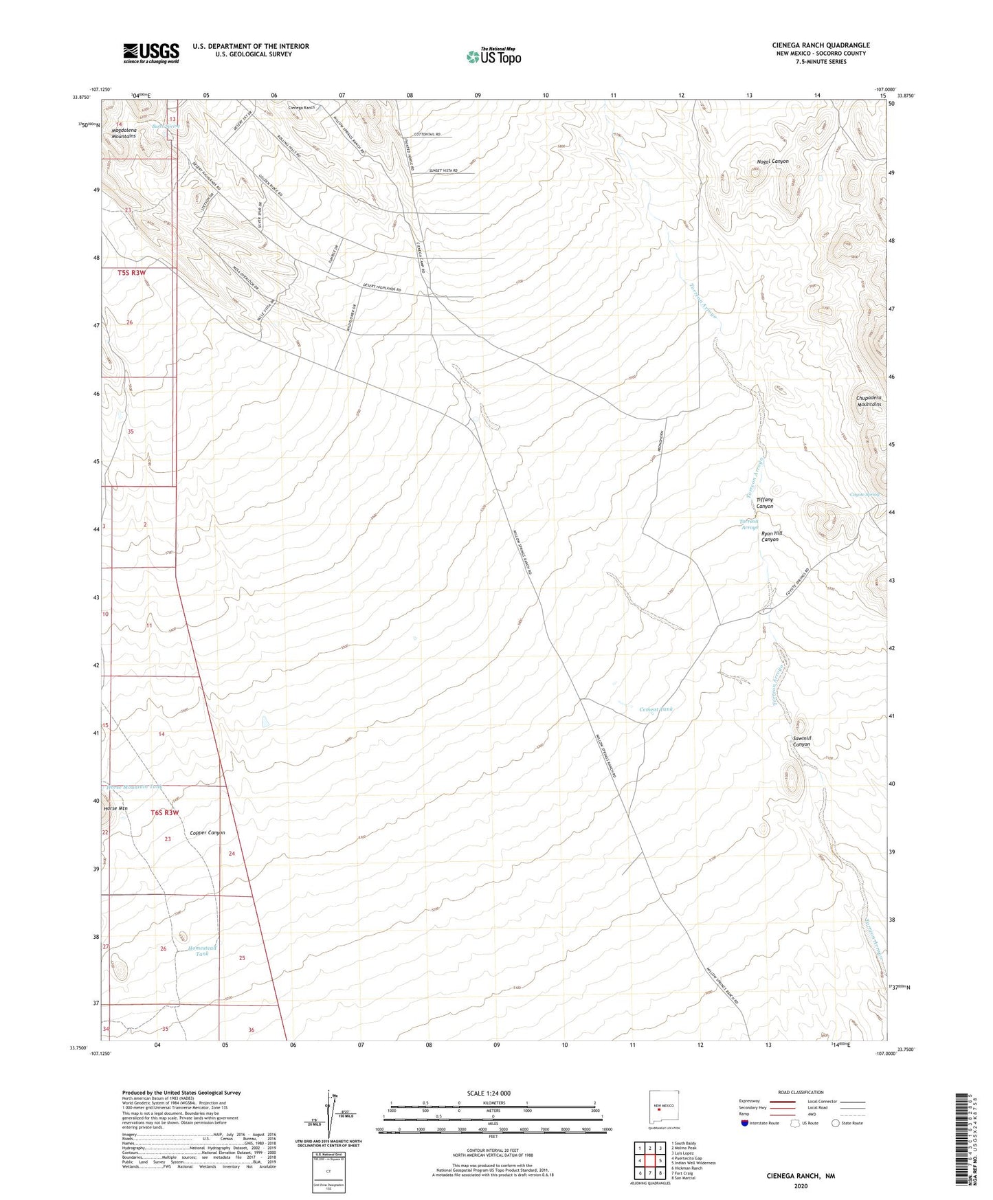 Cienega Ranch New Mexico US Topo Map Image