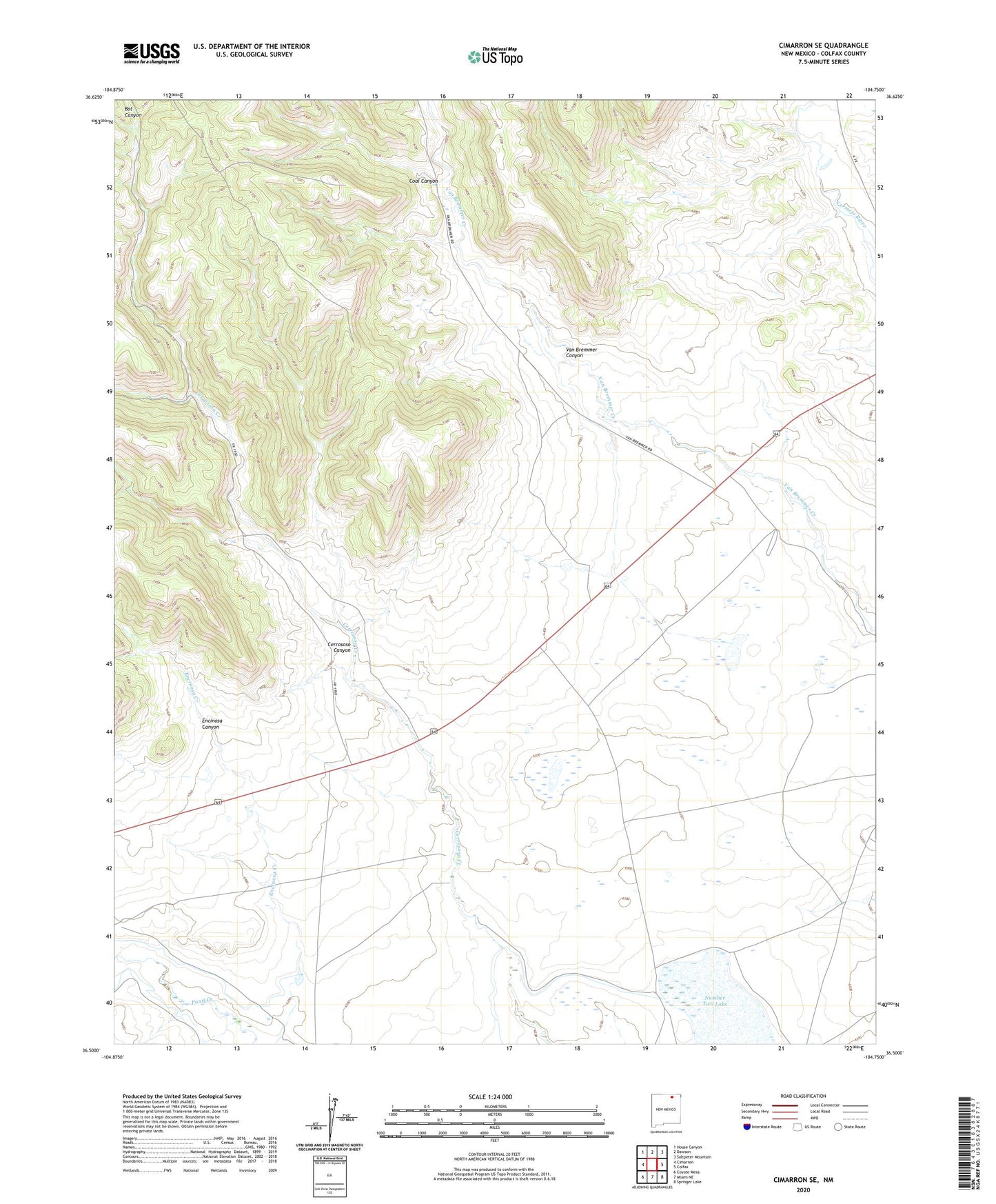 Cimarron SE New Mexico US Topo Map Image