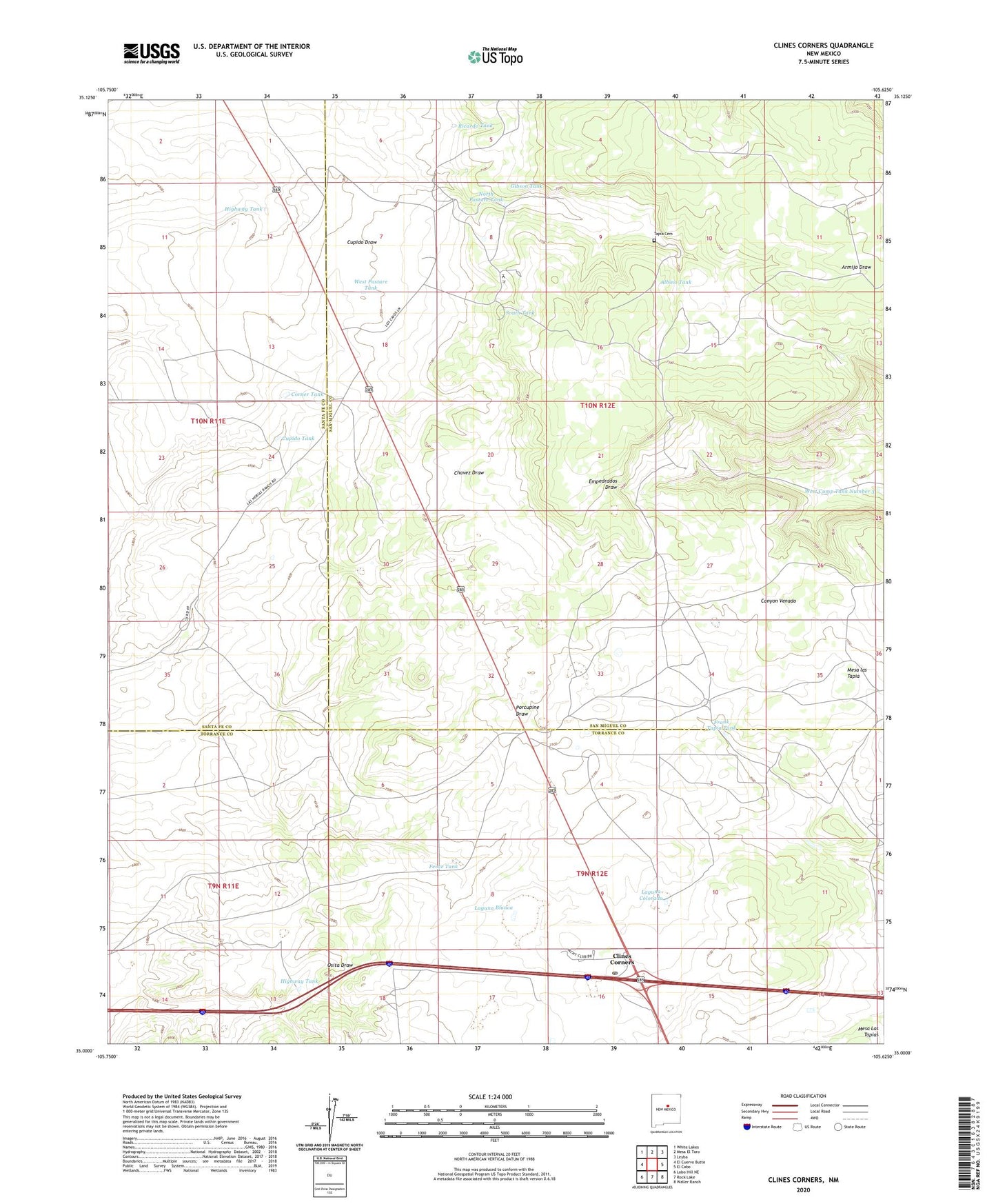 Clines Corners New Mexico US Topo Map Image