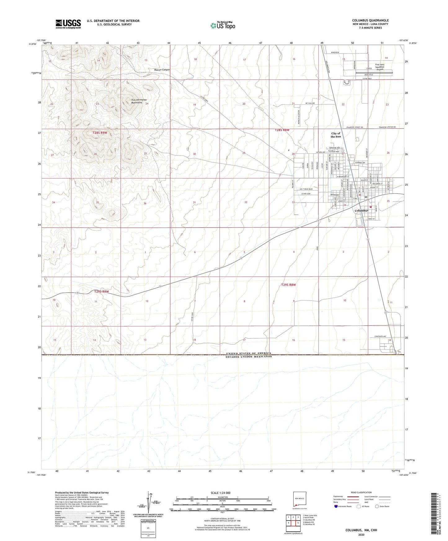 Columbus New Mexico US Topo Map Image