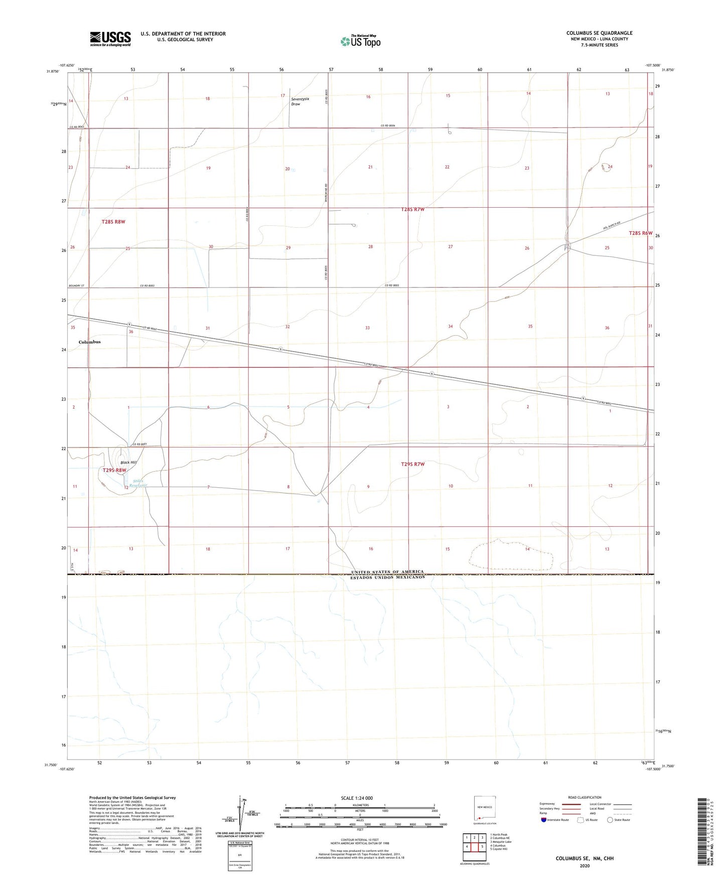 Columbus SE New Mexico US Topo Map Image