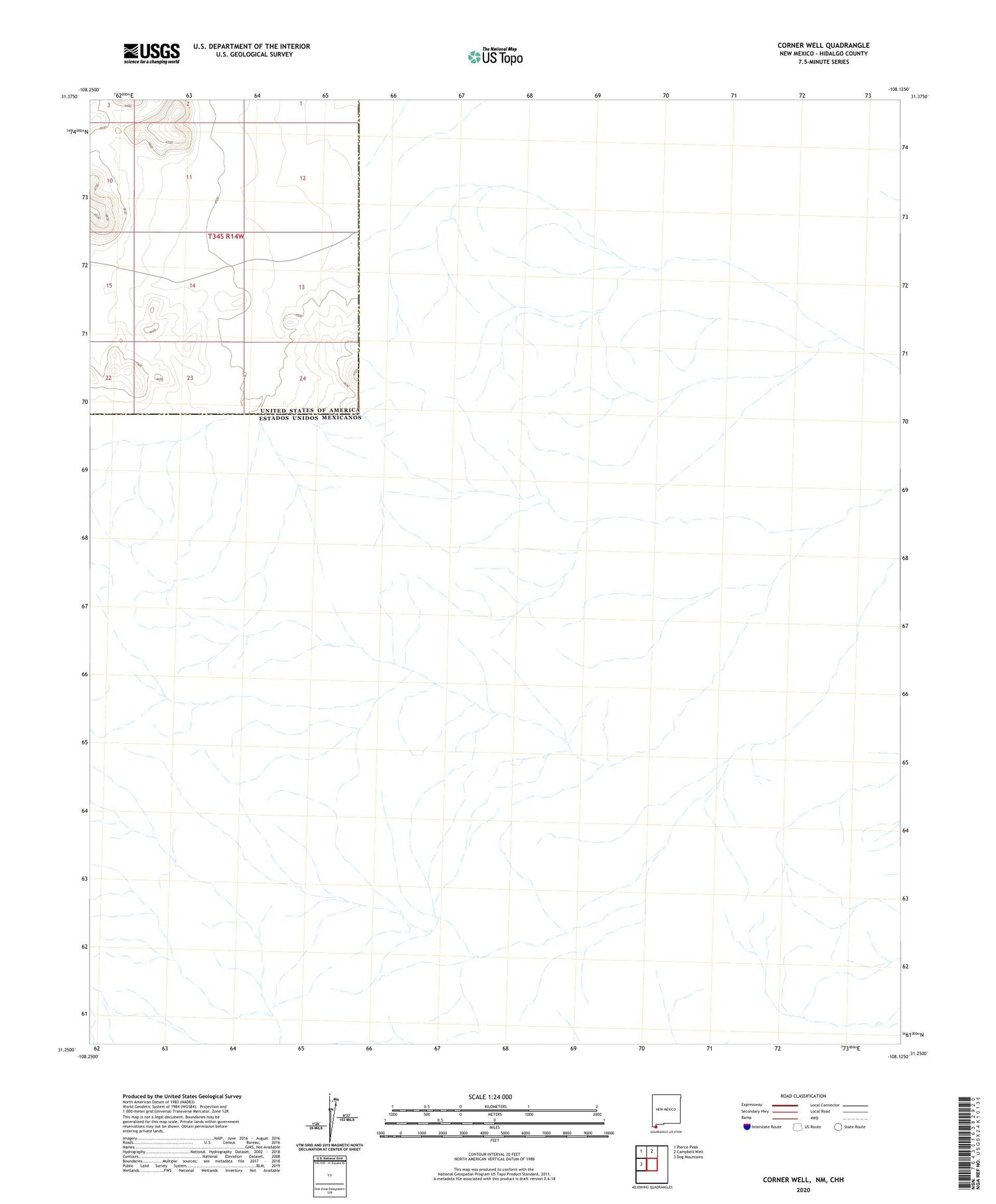 Corner Well New Mexico US Topo Map Image