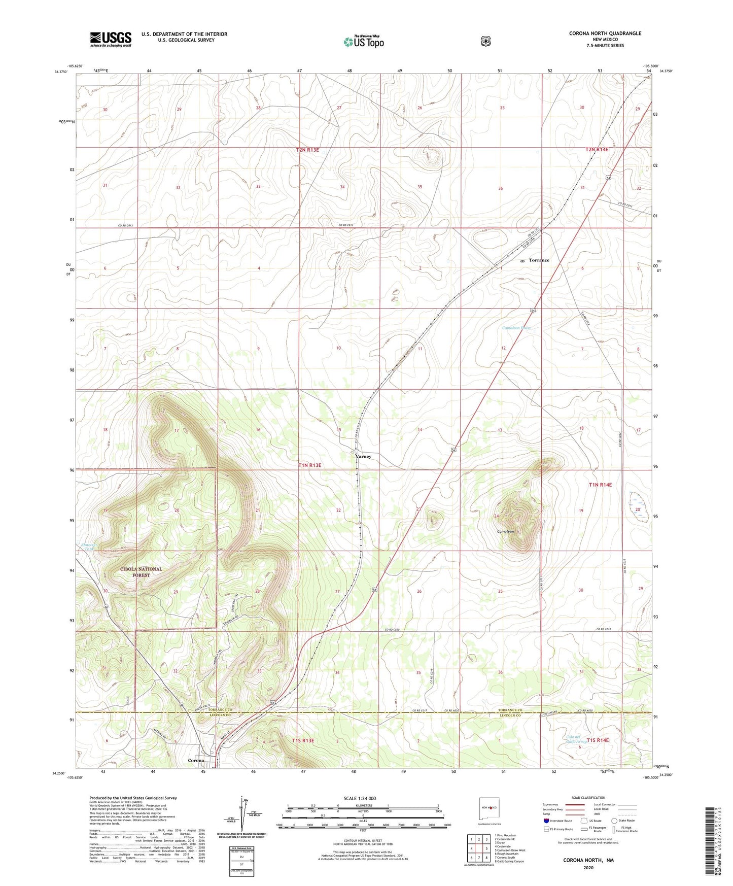 Corona North New Mexico US Topo Map Image