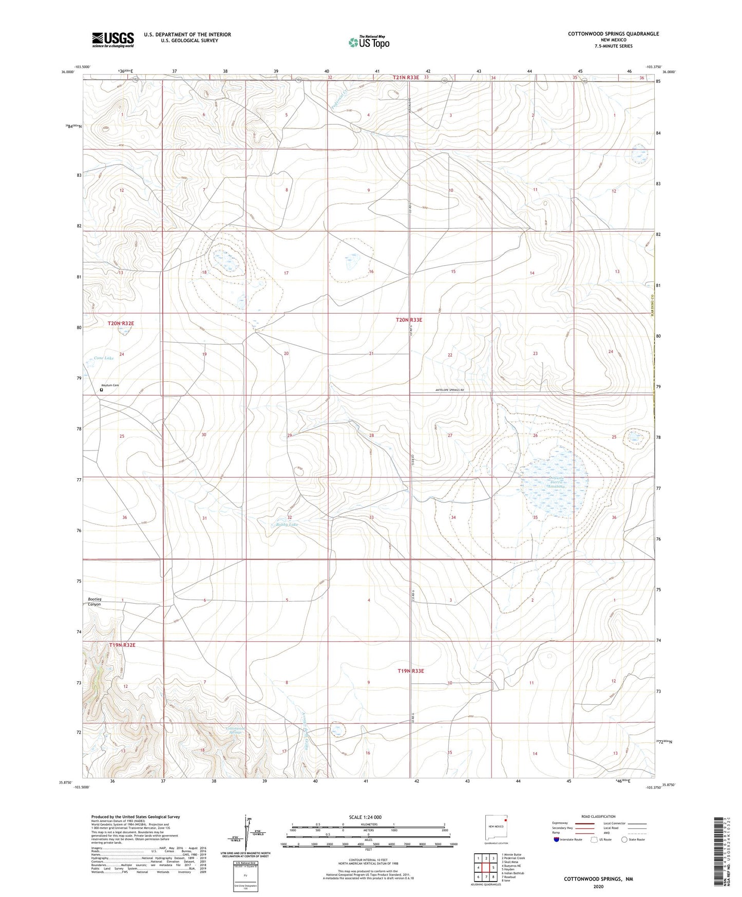 Cottonwood Springs New Mexico US Topo Map Image