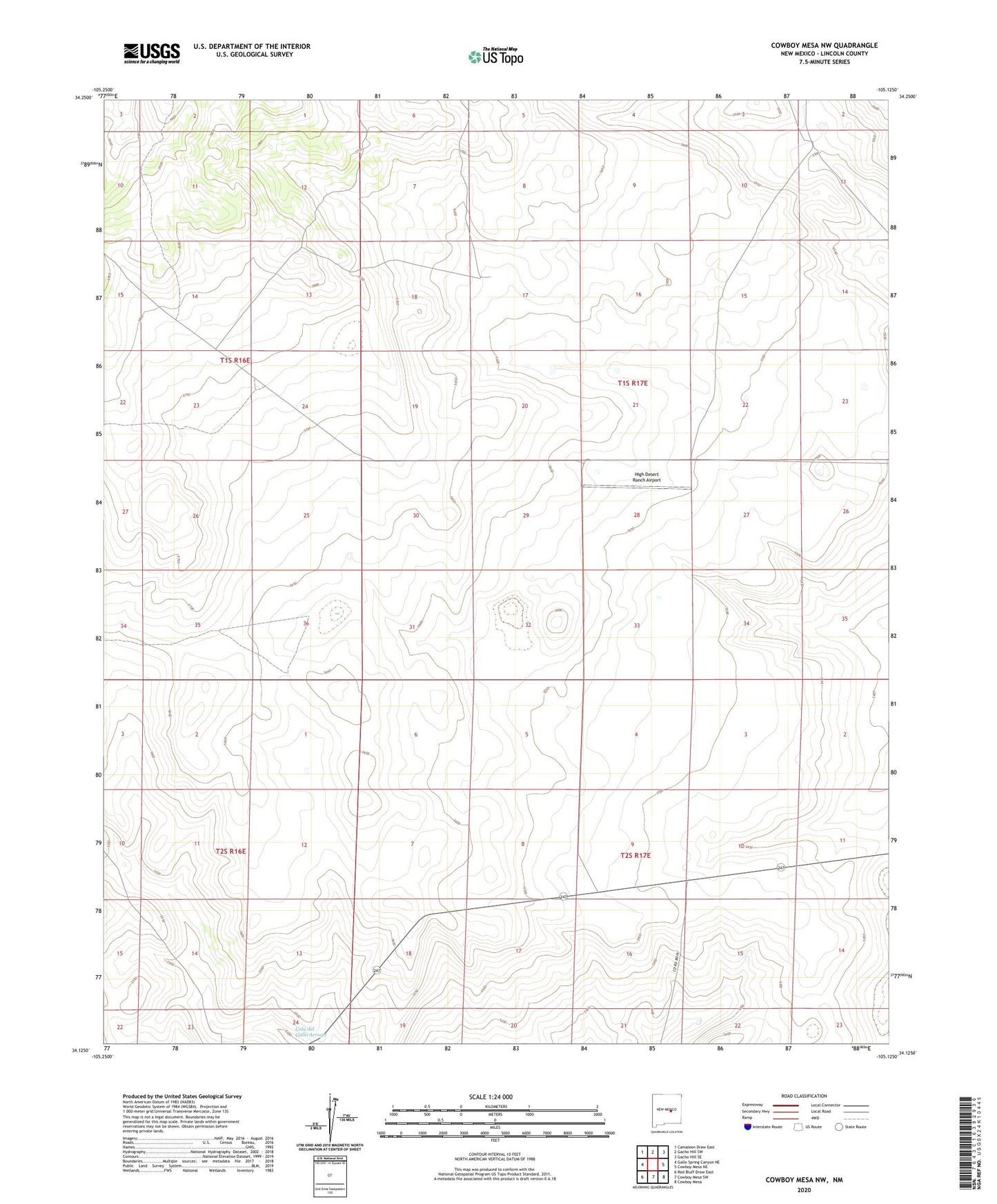 Cowboy Mesa NW New Mexico US Topo Map Image