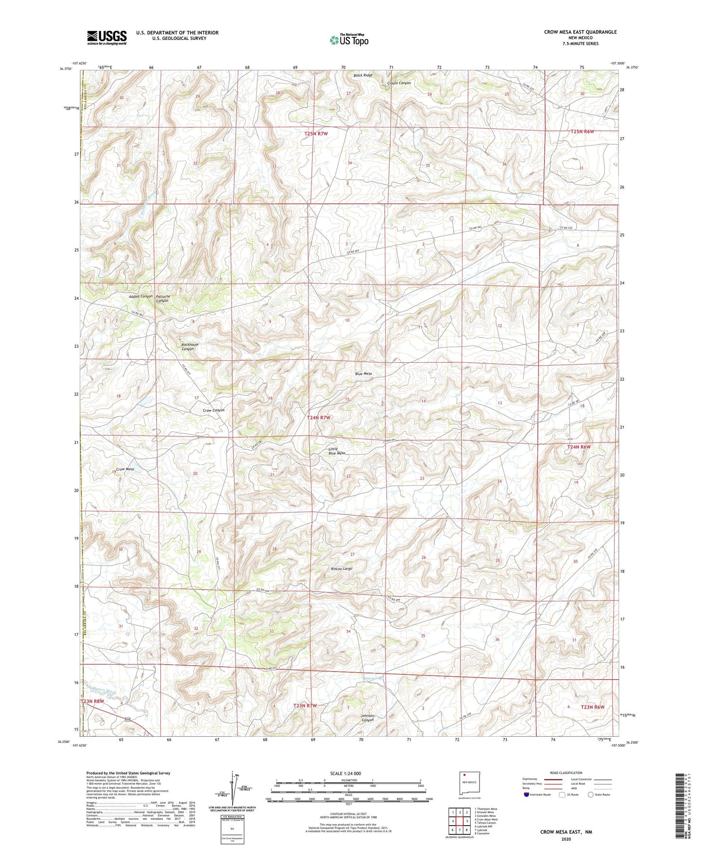 Crow Mesa East New Mexico US Topo Map Image