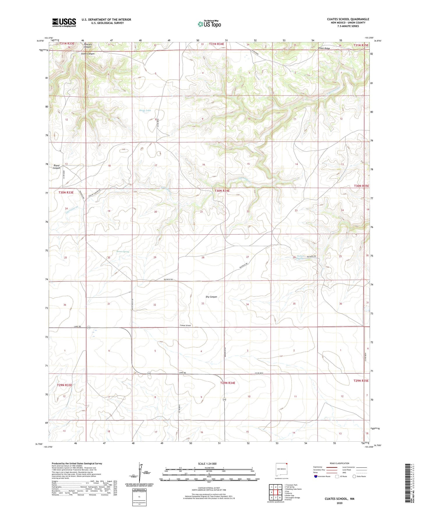 Cuates School New Mexico US Topo Map Image