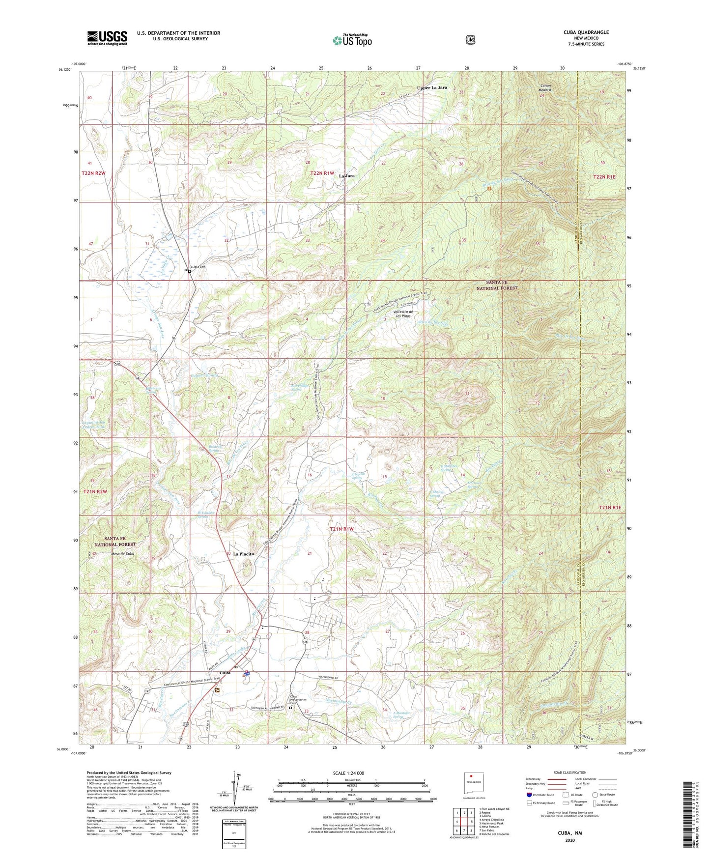 Cuba New Mexico US Topo Map Image