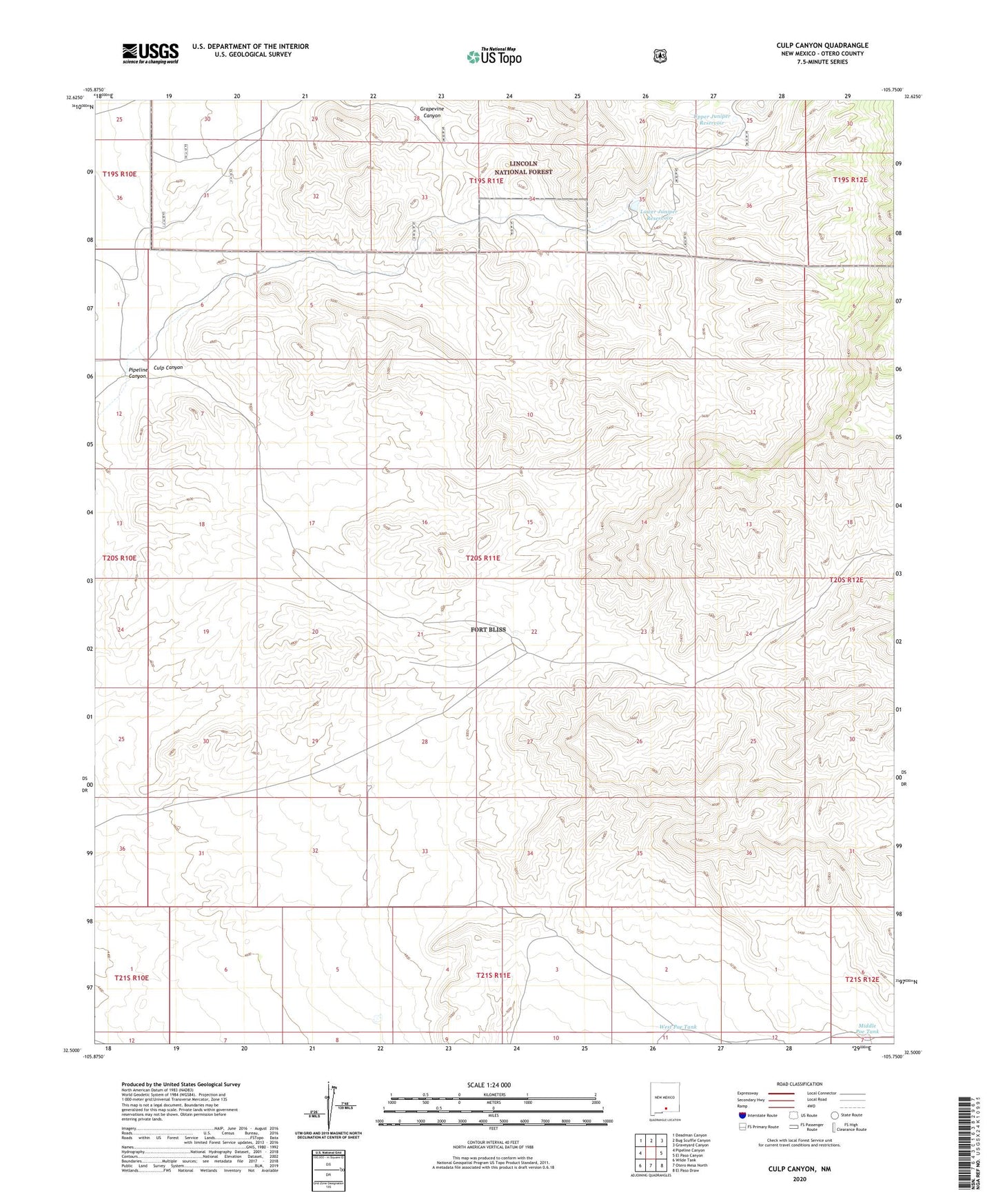 Culp Canyon New Mexico US Topo Map Image