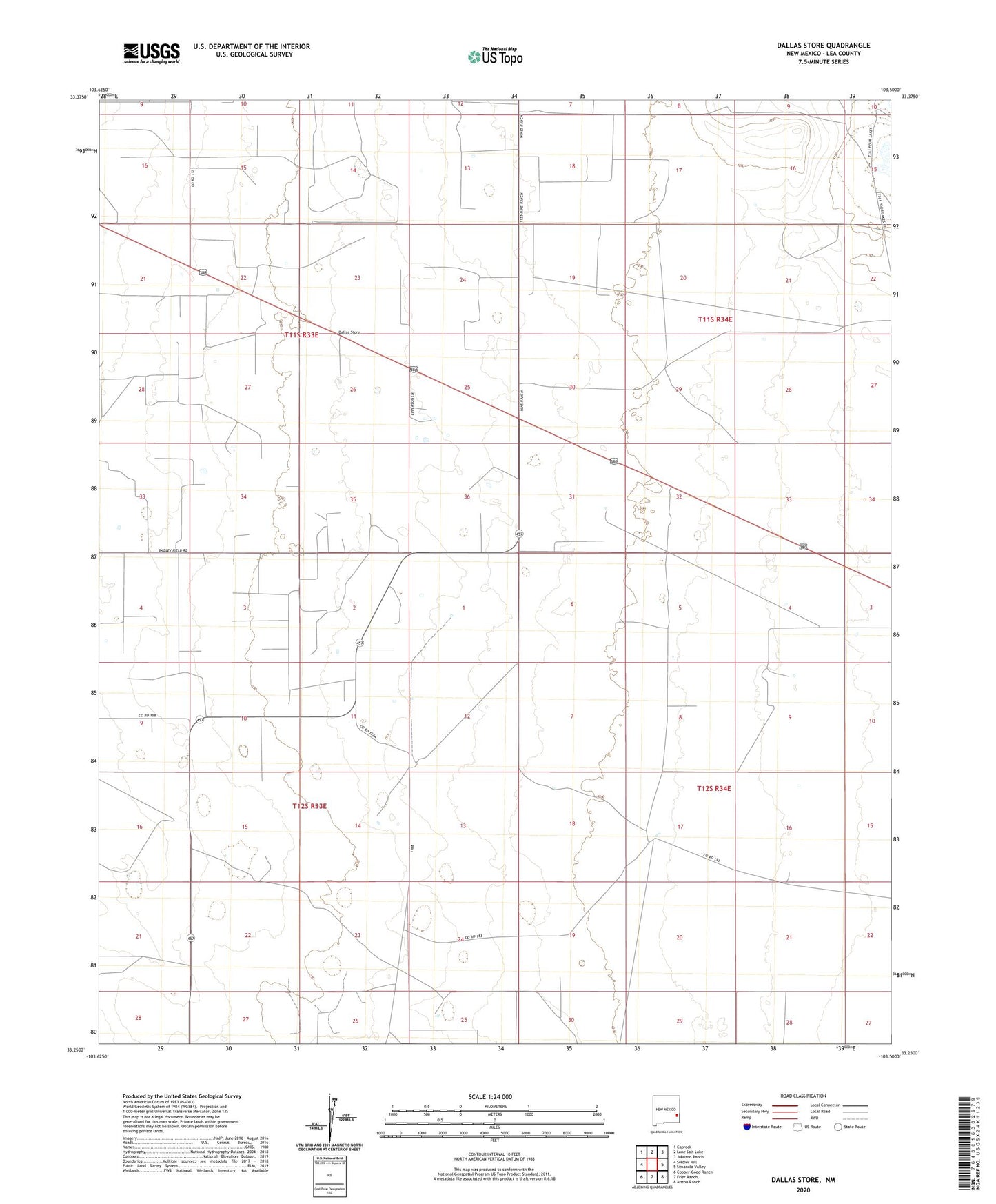 Dallas Store New Mexico US Topo Map Image