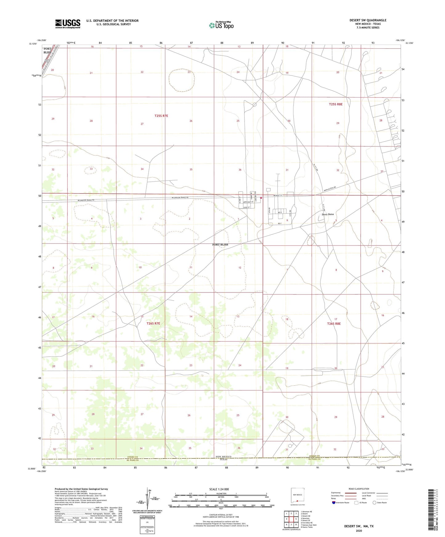 Desert SW New Mexico US Topo Map Image