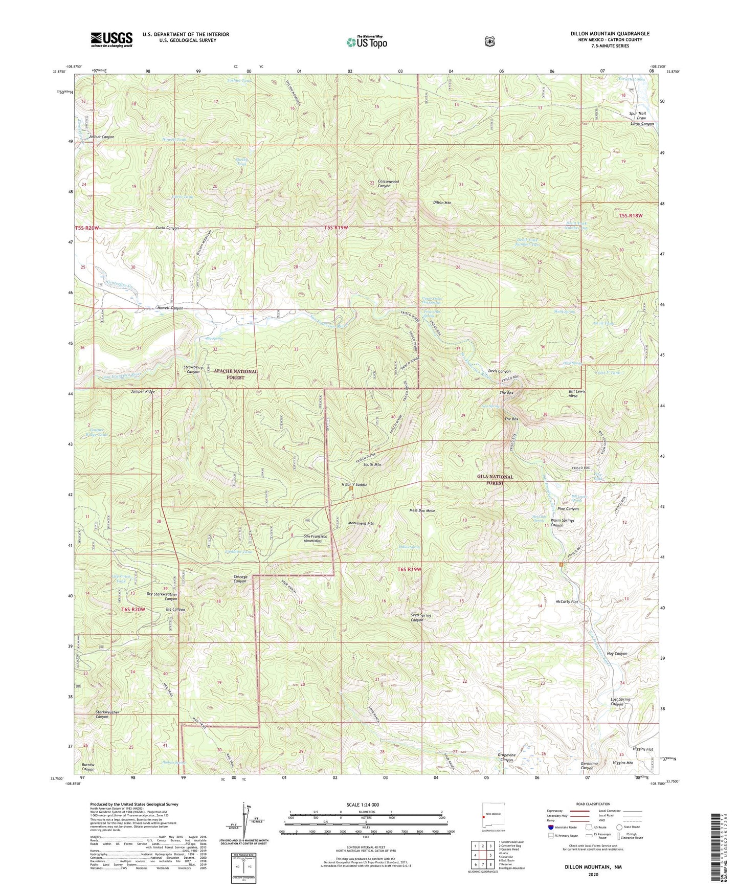 Dillon Mountain New Mexico US Topo Map Image