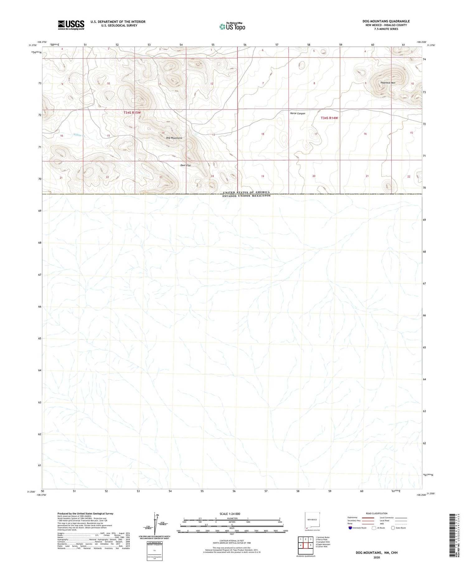 Dog Mountains New Mexico US Topo Map Image