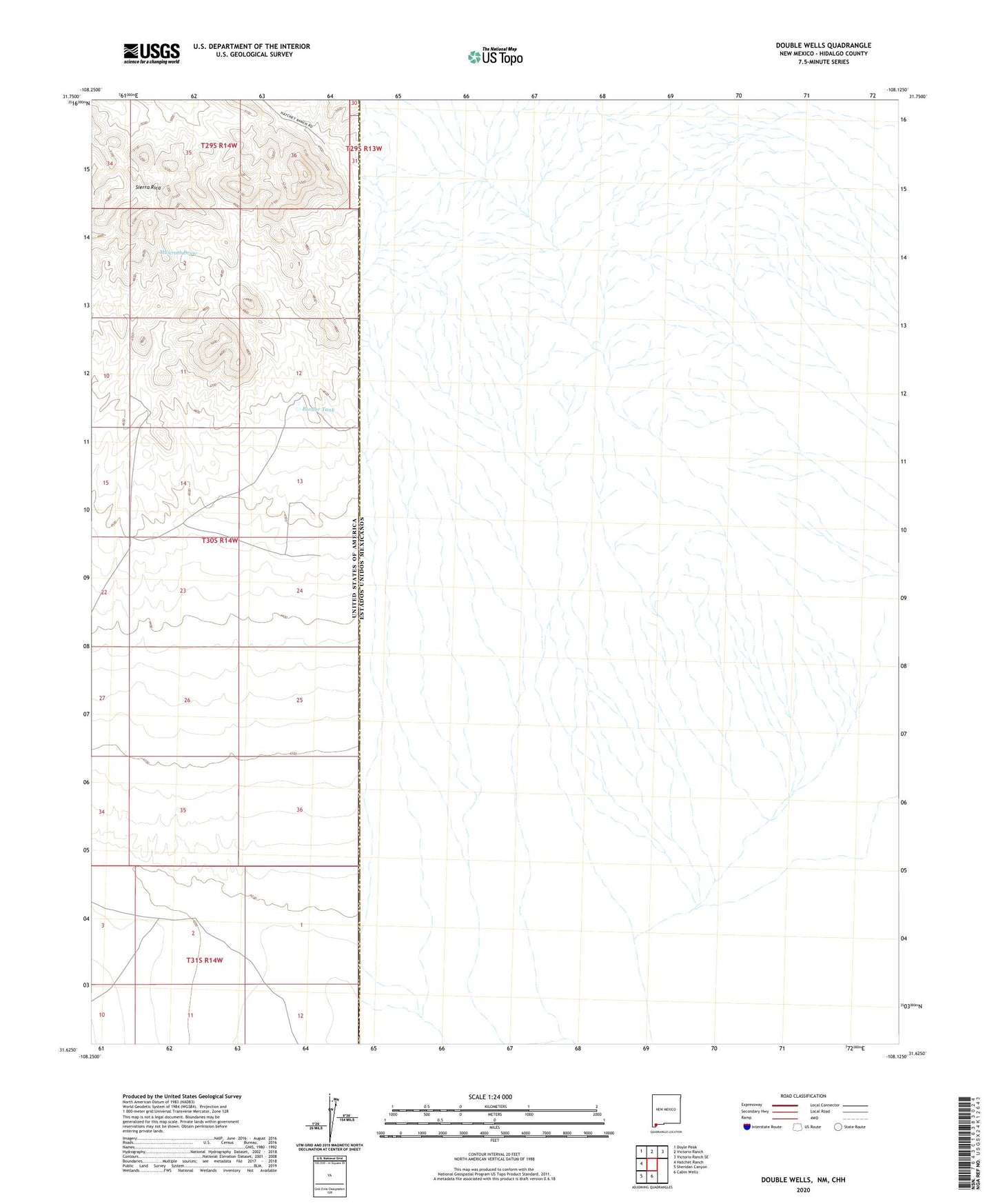 Double Wells New Mexico US Topo Map Image