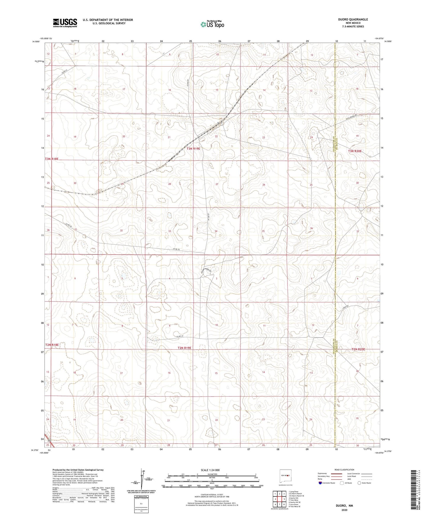 Duoro New Mexico US Topo Map Image