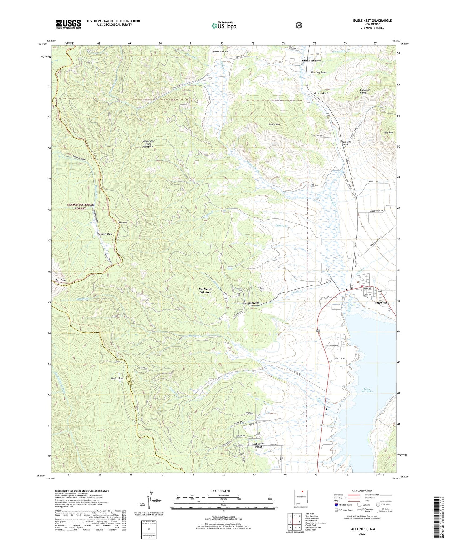 Eagle Nest New Mexico US Topo Map Image