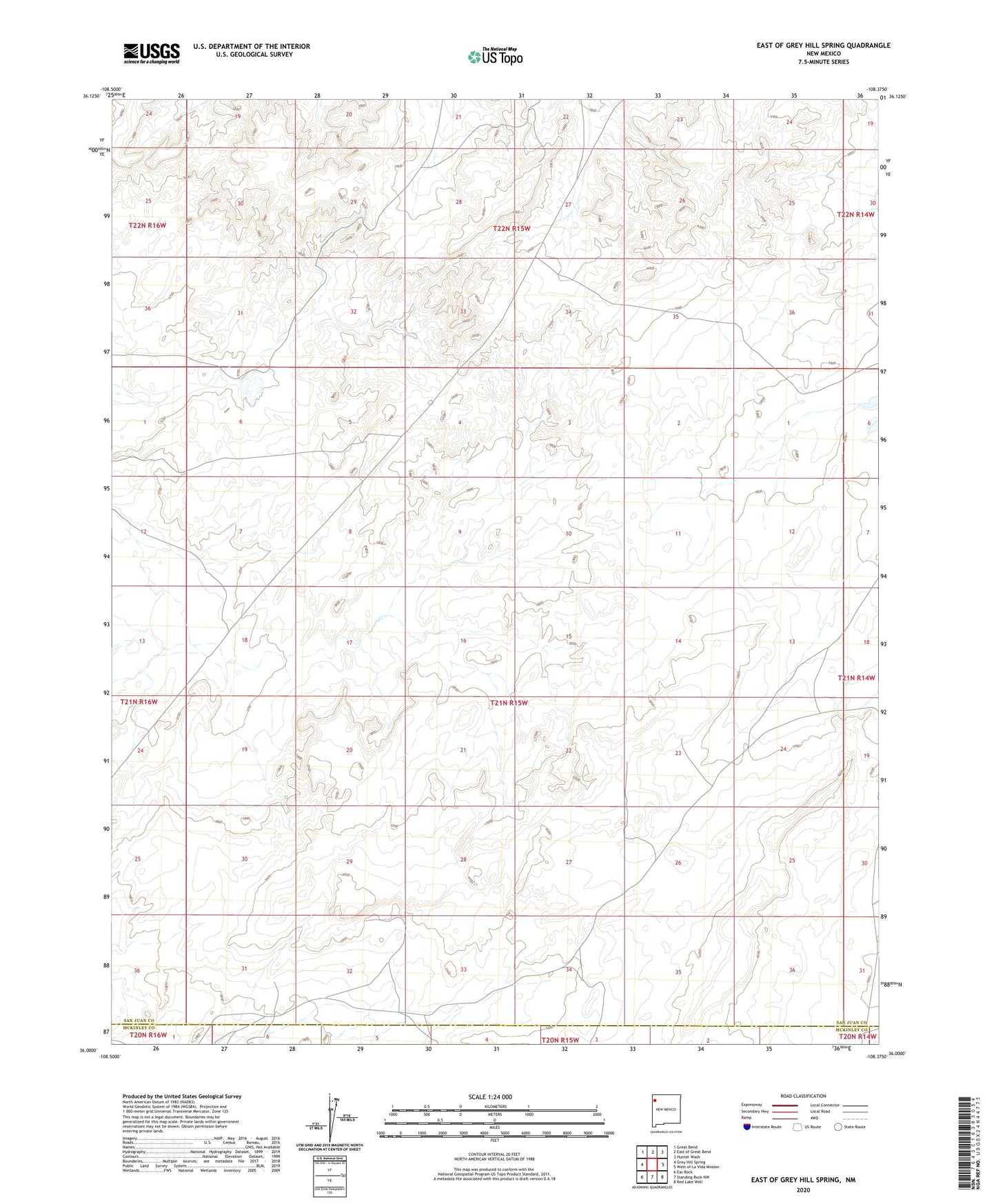 East of Grey Hill Spring New Mexico US Topo Map Image