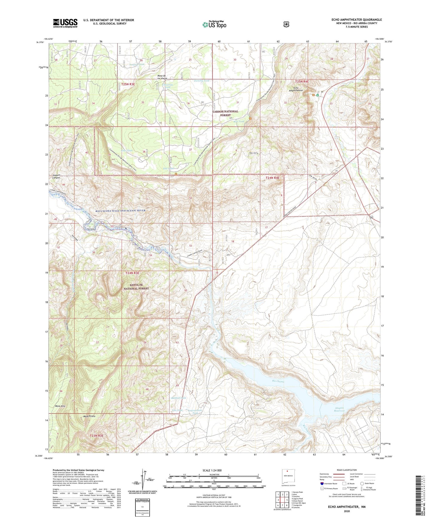 Echo Amphitheater New Mexico US Topo Map Image